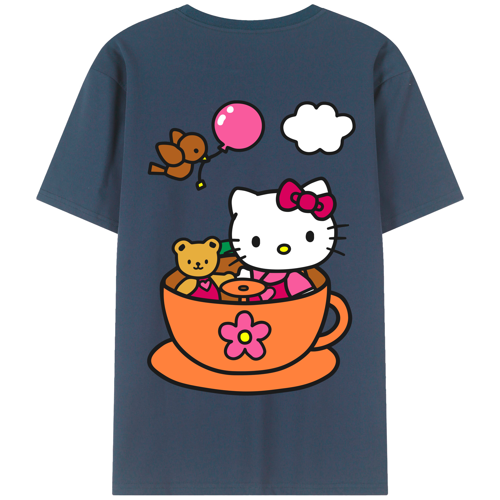 （画像用） Hello Kitty ハローキティ 綿100％半袖Tシャツ（背面プリント）