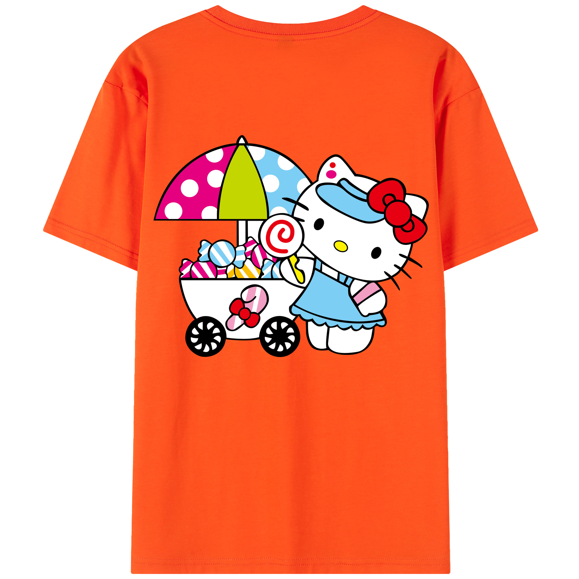 （画像用） Hello Kitty ハローキティ 綿100％半袖Tシャツ（背面プリント）