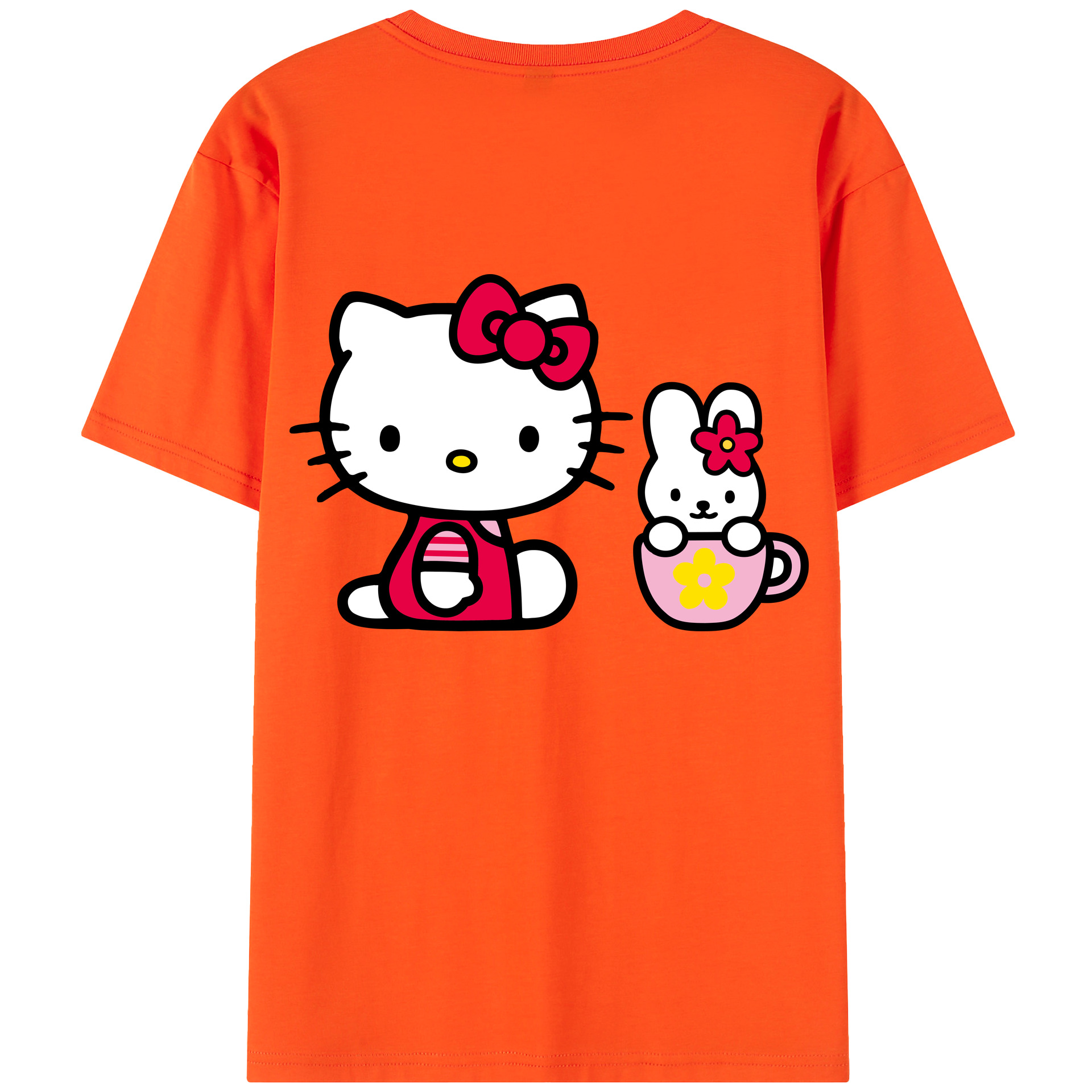 （画像用） Hello Kitty ハローキティ 綿100％半袖Tシャツ（背面プリント）