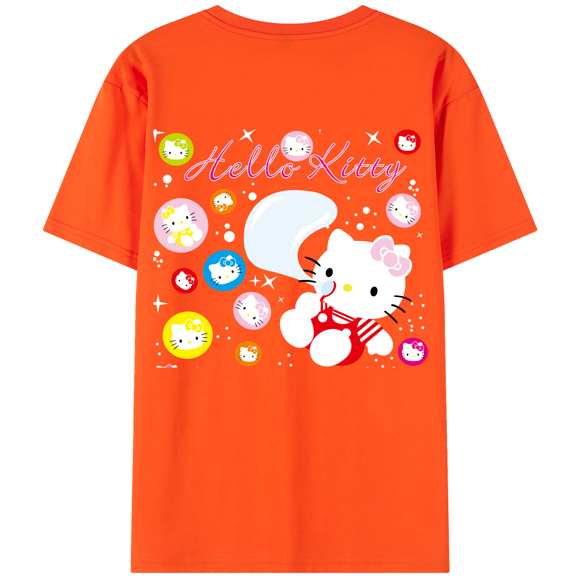 （画像用） Hello Kitty ハローキティ 綿100％半袖Tシャツ（背面プリント）