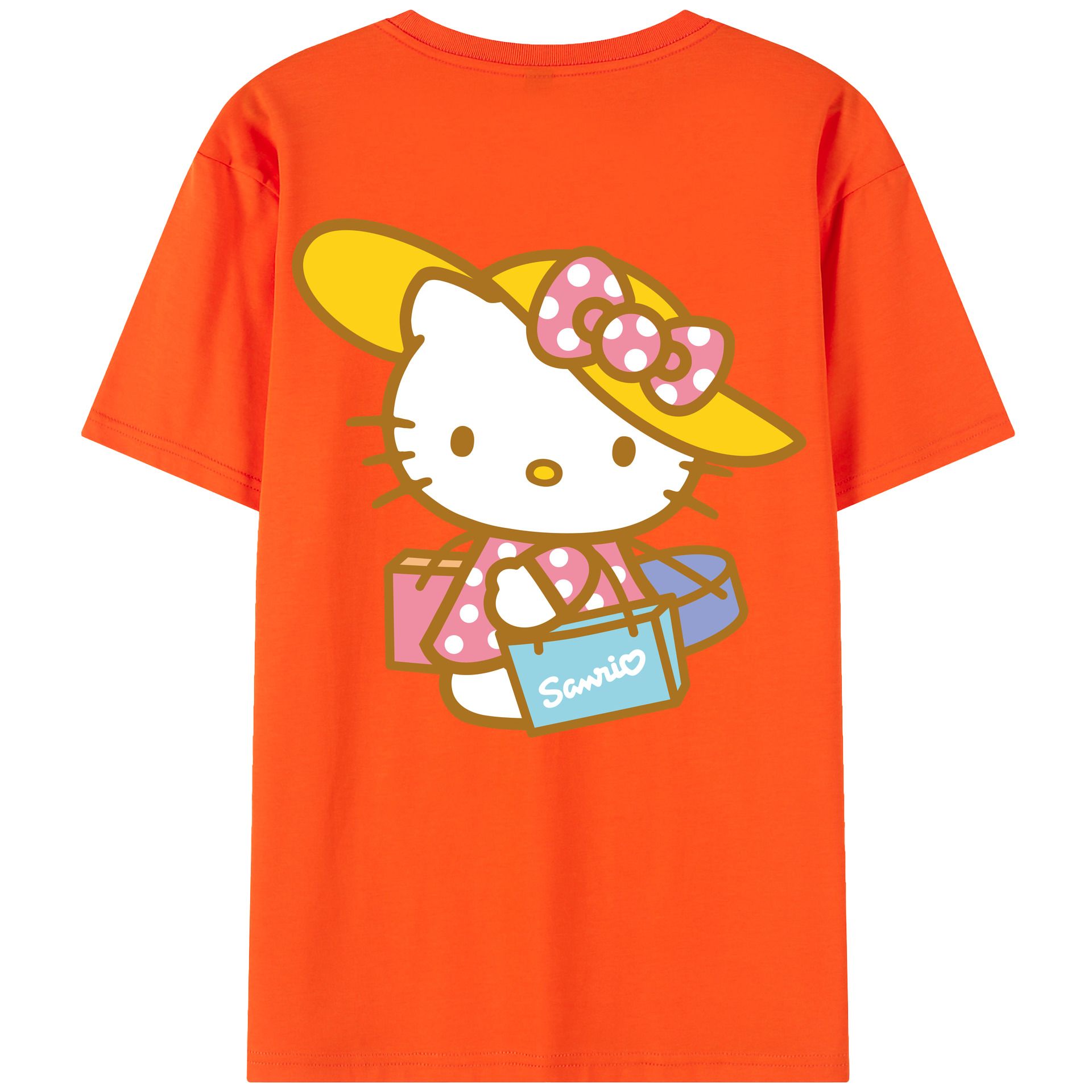 （画像用） Hello Kitty ハローキティ 綿100％半袖Tシャツ（背面プリント）