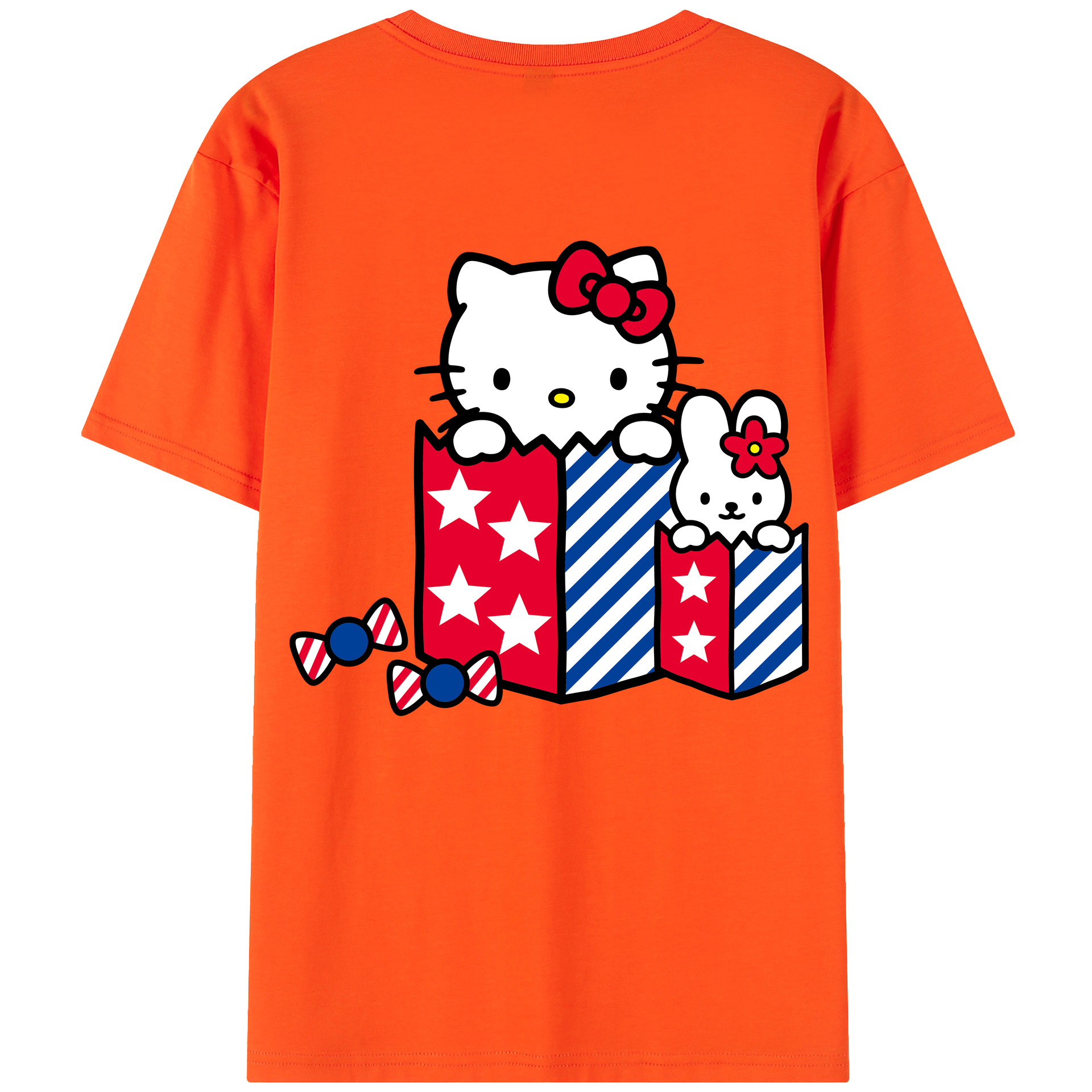 （画像用） Hello Kitty ハローキティ 綿100％半袖Tシャツ（背面プリント）