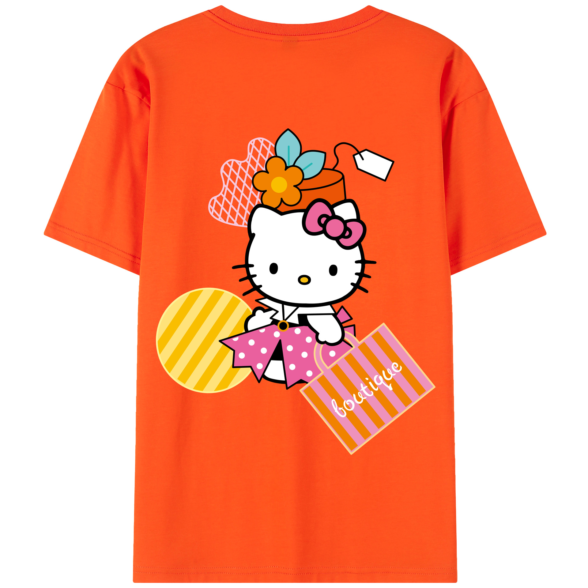 （画像用） Hello Kitty ハローキティ 綿100％半袖Tシャツ（背面プリント）