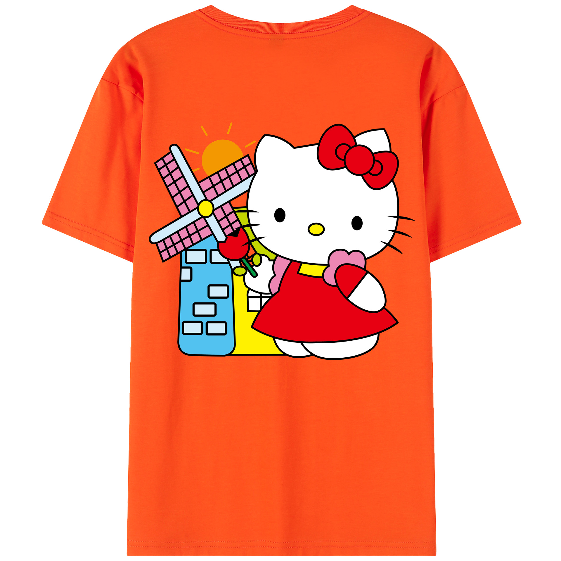 （画像用） Hello Kitty ハローキティ 綿100％半袖Tシャツ（背面プリント）