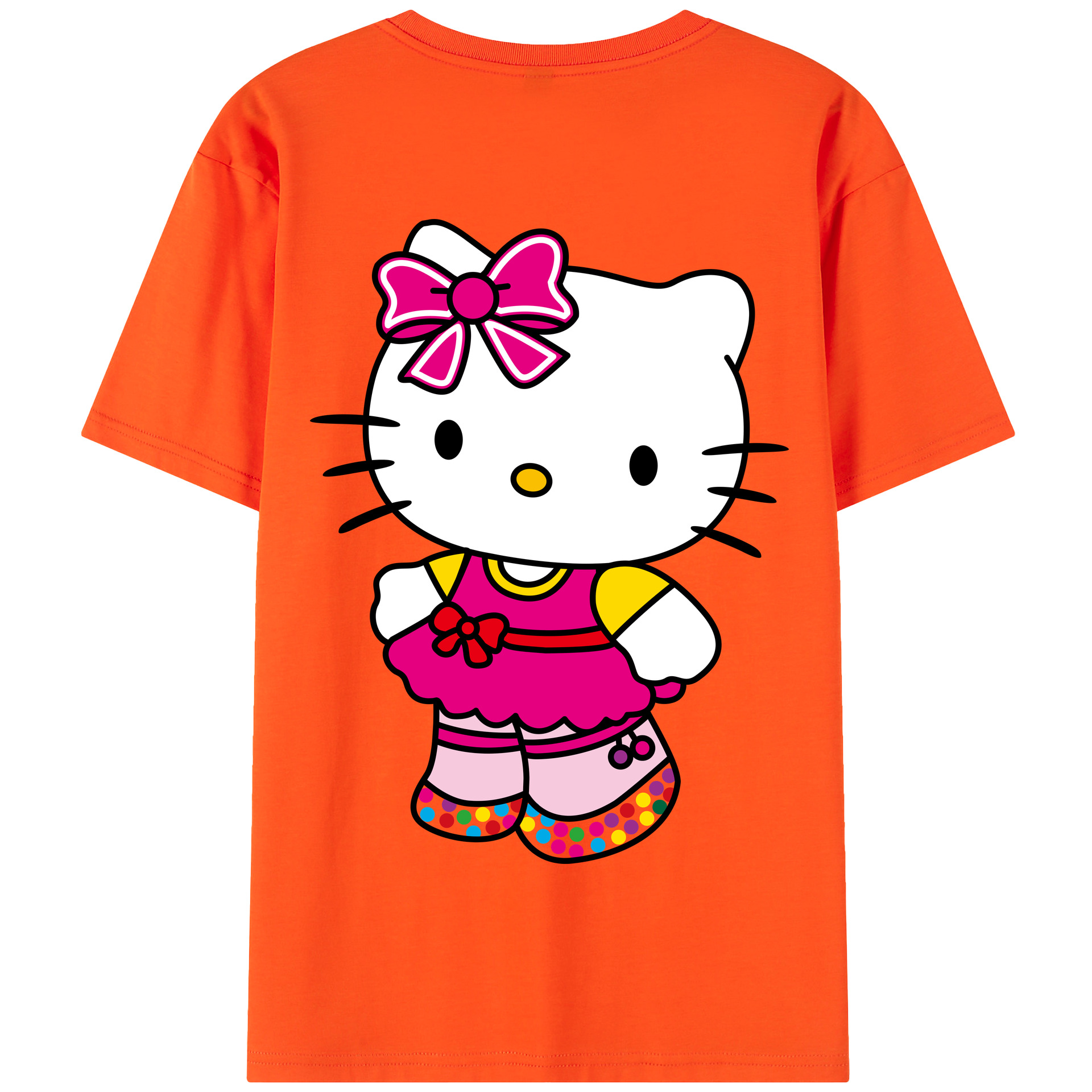 （画像用） Hello Kitty ハローキティ 綿100％半袖Tシャツ（背面プリント）