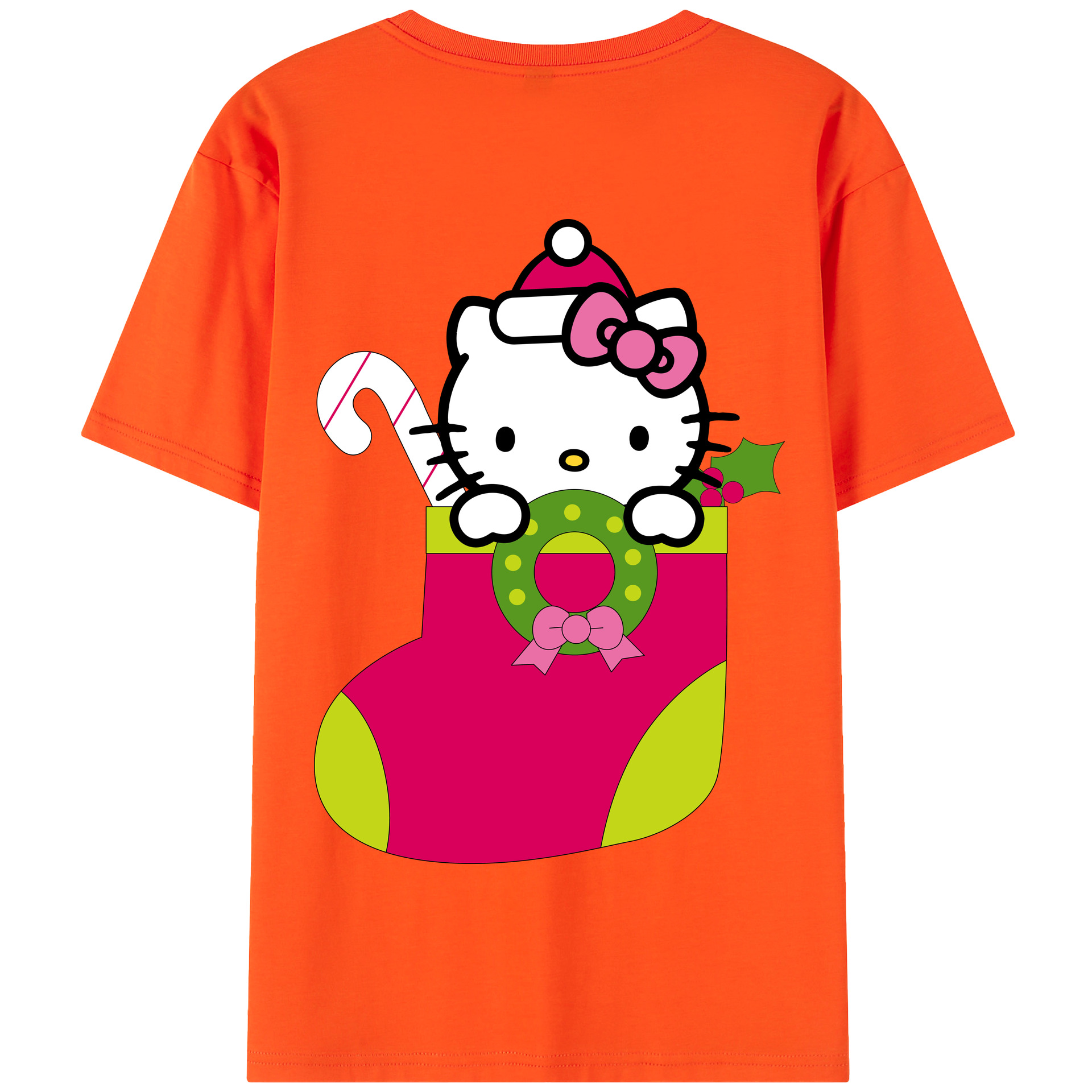 （画像用） Hello Kitty ハローキティ 綿100％半袖Tシャツ（背面プリント）