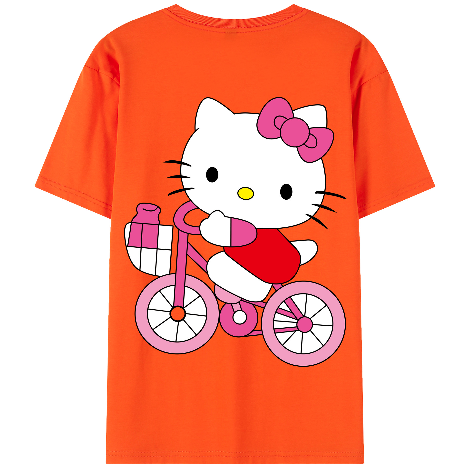 （画像用） Hello Kitty ハローキティ 綿100％半袖Tシャツ（背面プリント）