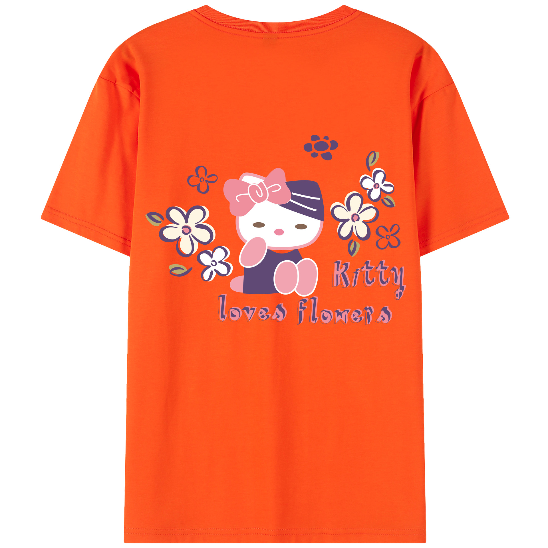 （画像用） Hello Kitty ハローキティ 綿100％半袖Tシャツ（背面プリント）