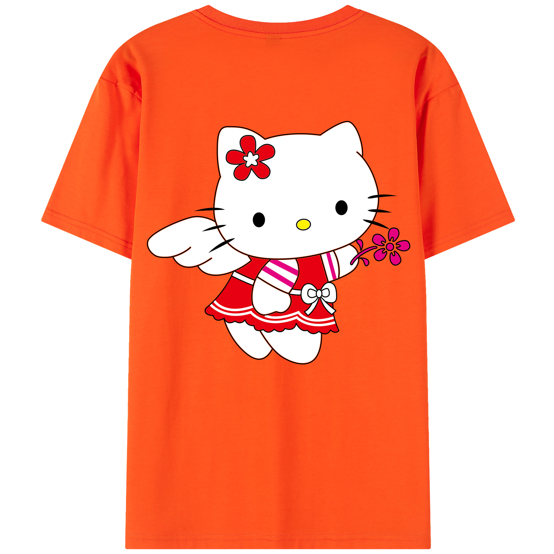 （画像用） Hello Kitty ハローキティ 綿100％半袖Tシャツ（背面プリント）