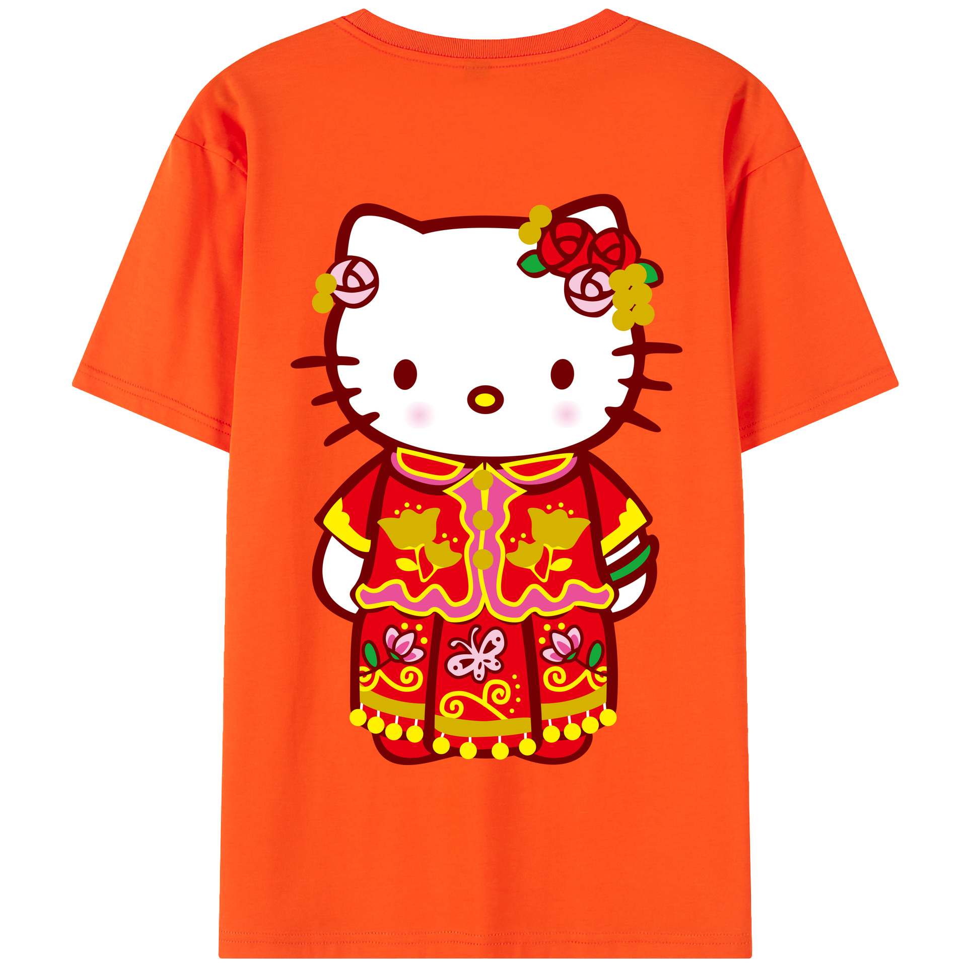 （画像用） Hello Kitty ハローキティ 綿100％半袖Tシャツ（背面プリント）