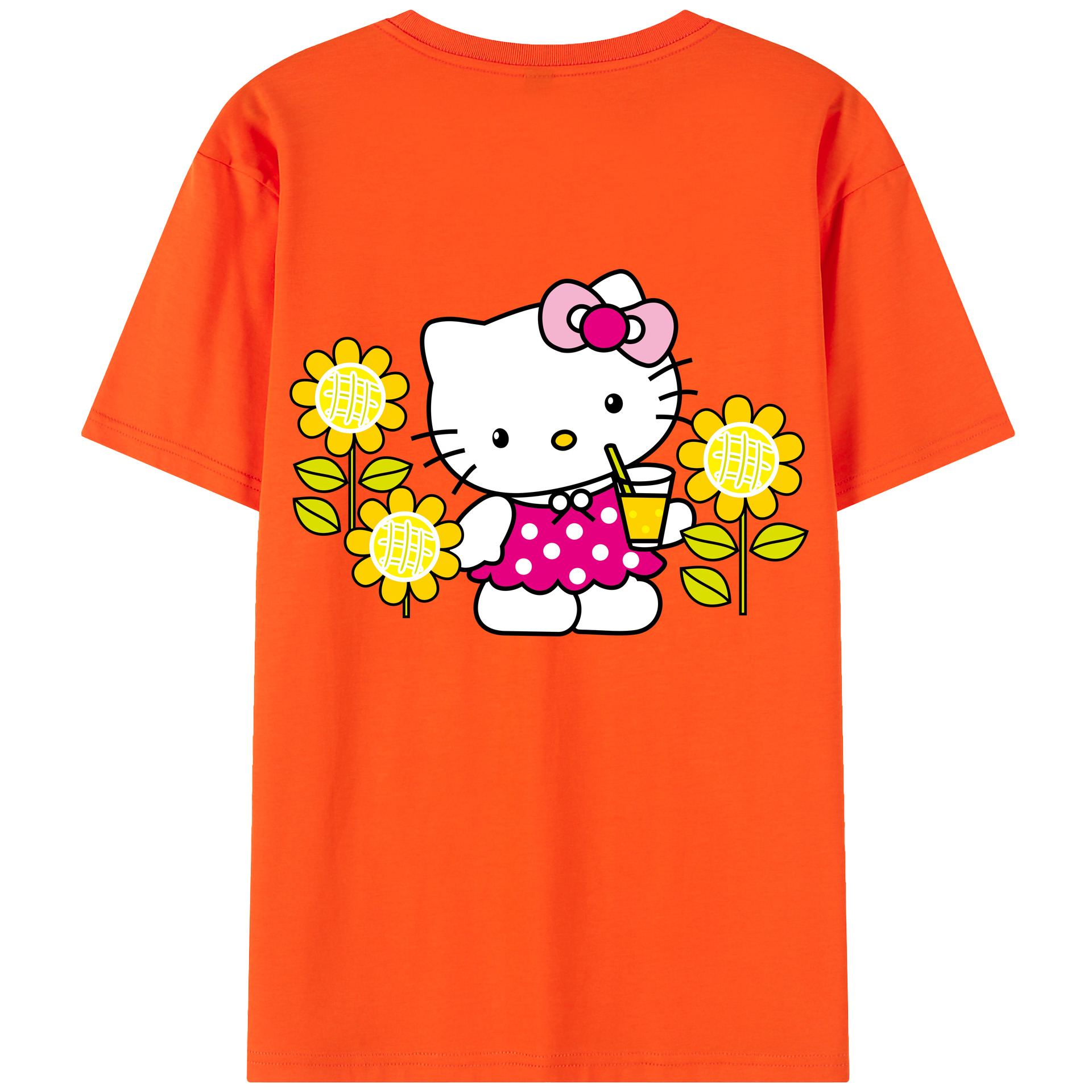 （画像用） Hello Kitty ハローキティ 綿100％半袖Tシャツ（背面プリント）