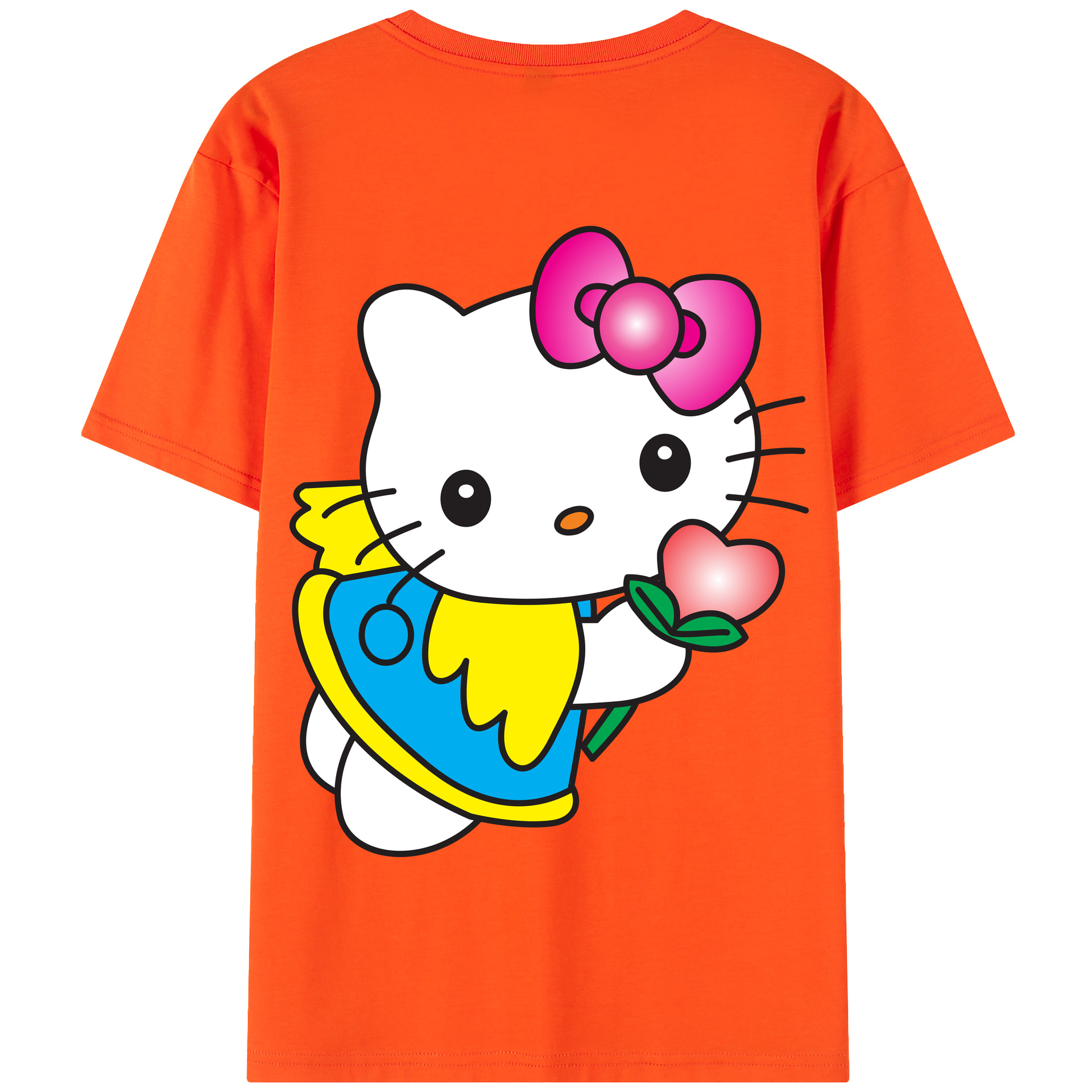（画像用） Hello Kitty ハローキティ 綿100％半袖Tシャツ（背面プリント）