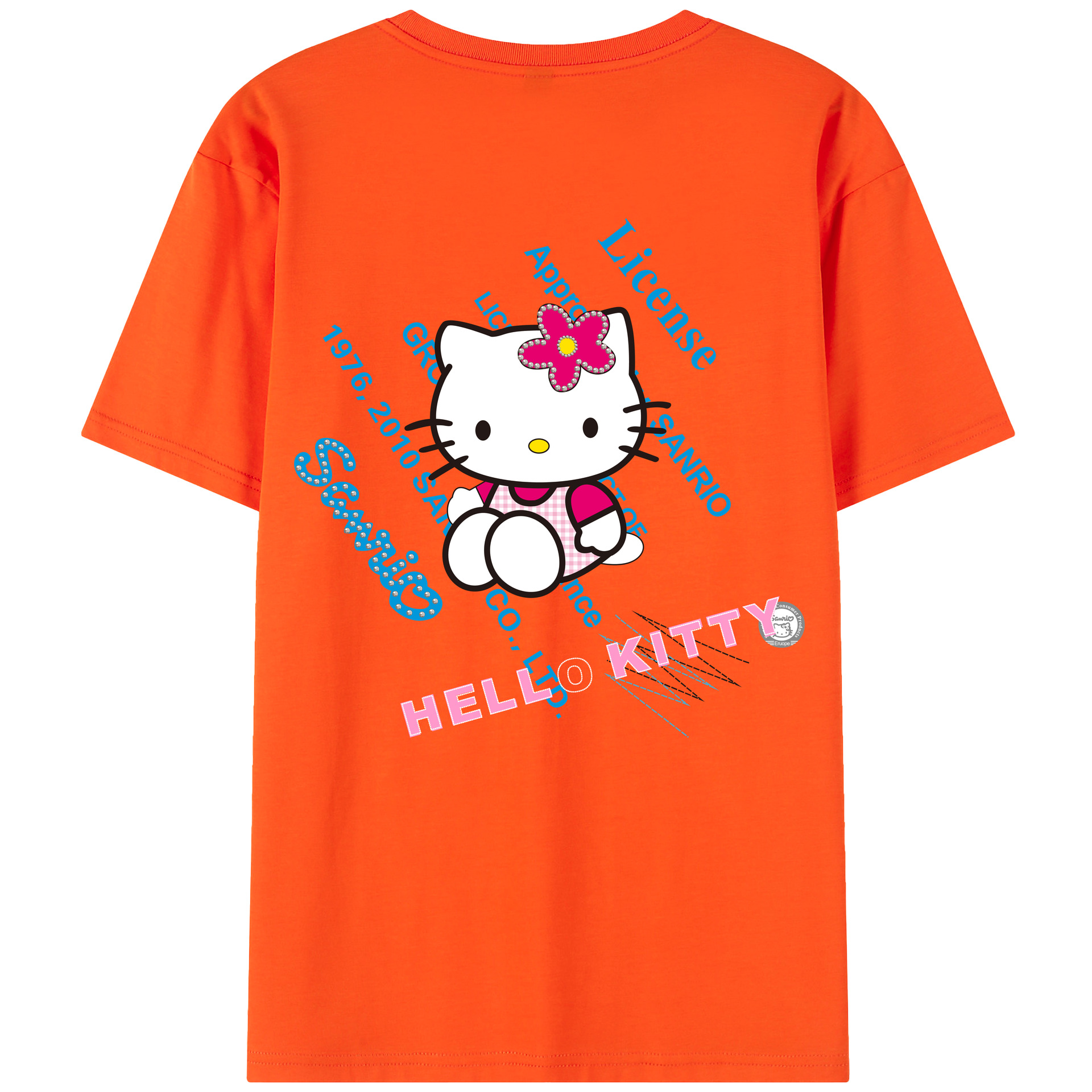 （画像用） Hello Kitty ハローキティ 綿100％半袖Tシャツ（背面プリント）