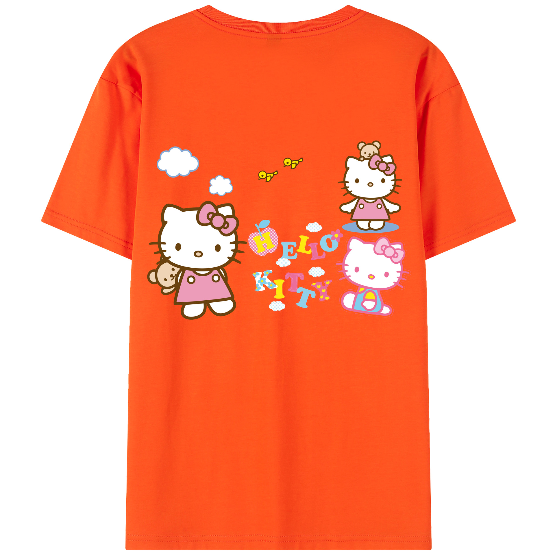 （画像用） Hello Kitty ハローキティ 綿100％半袖Tシャツ（背面プリント）