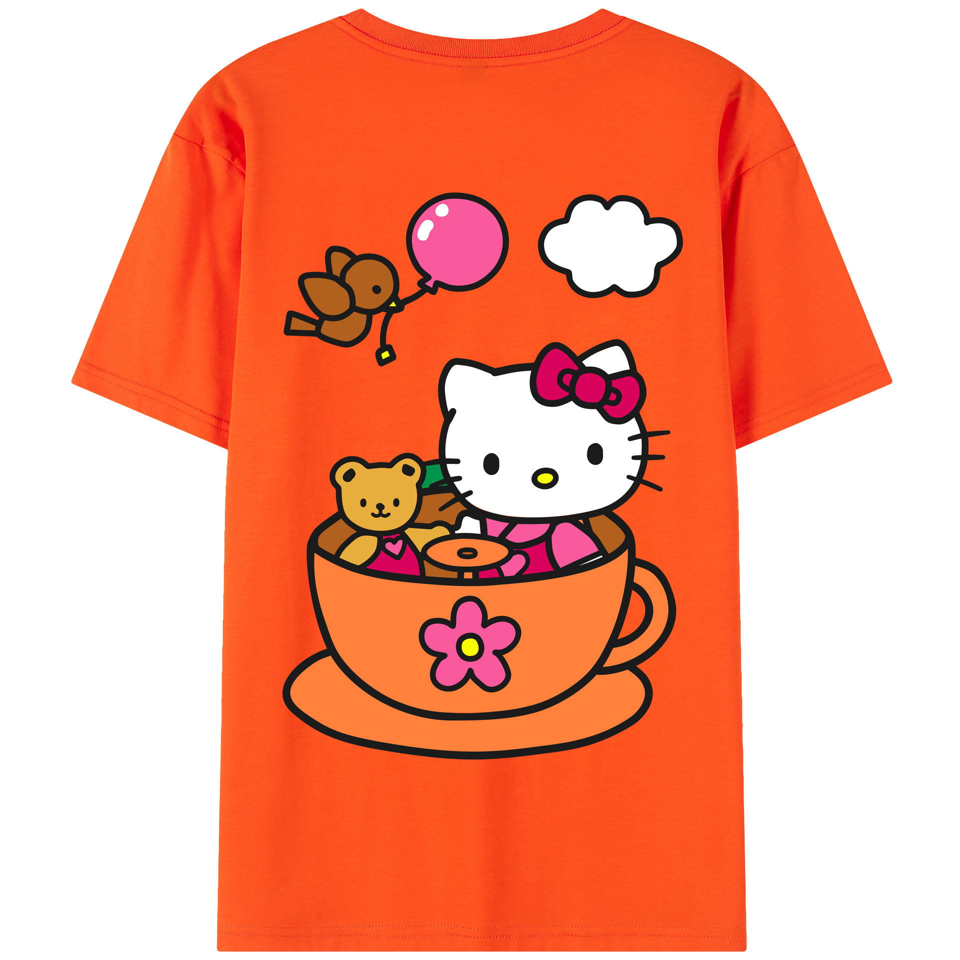 （画像用） Hello Kitty ハローキティ 綿100％半袖Tシャツ（背面プリント）