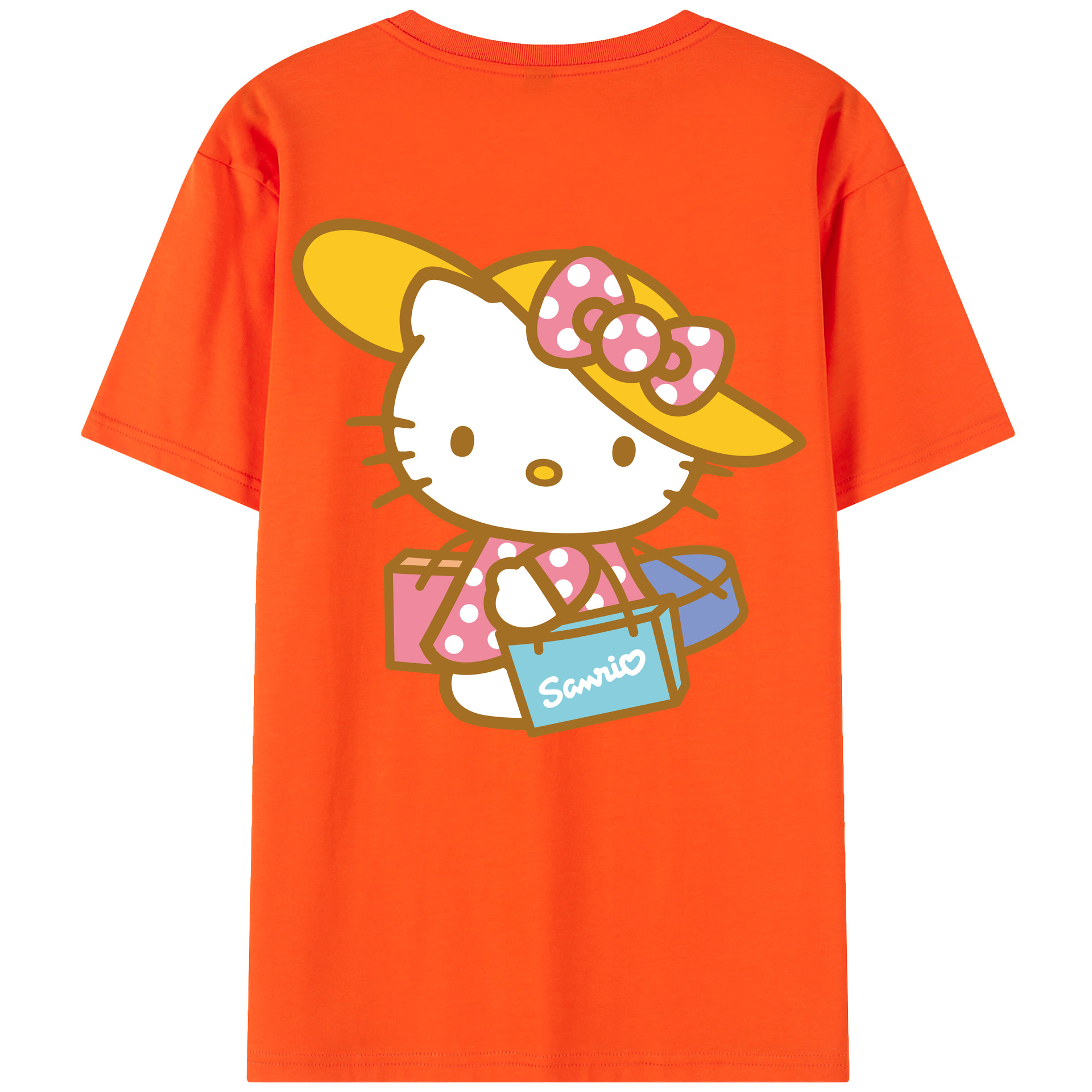 （画像用） Hello Kitty ハローキティ 綿100％半袖Tシャツ（背面プリント）