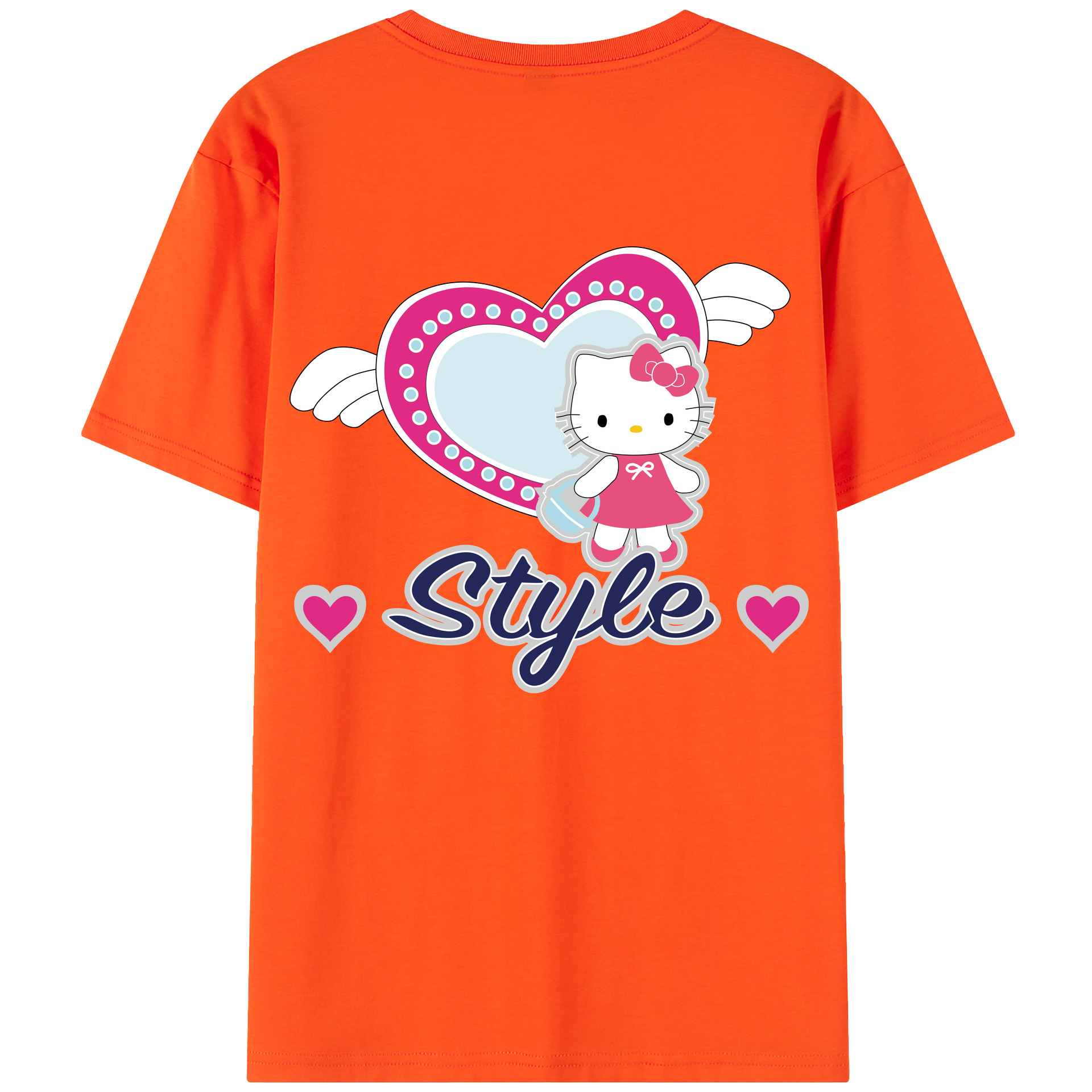 （画像用） Hello Kitty ハローキティ 綿100％半袖Tシャツ（背面プリント）