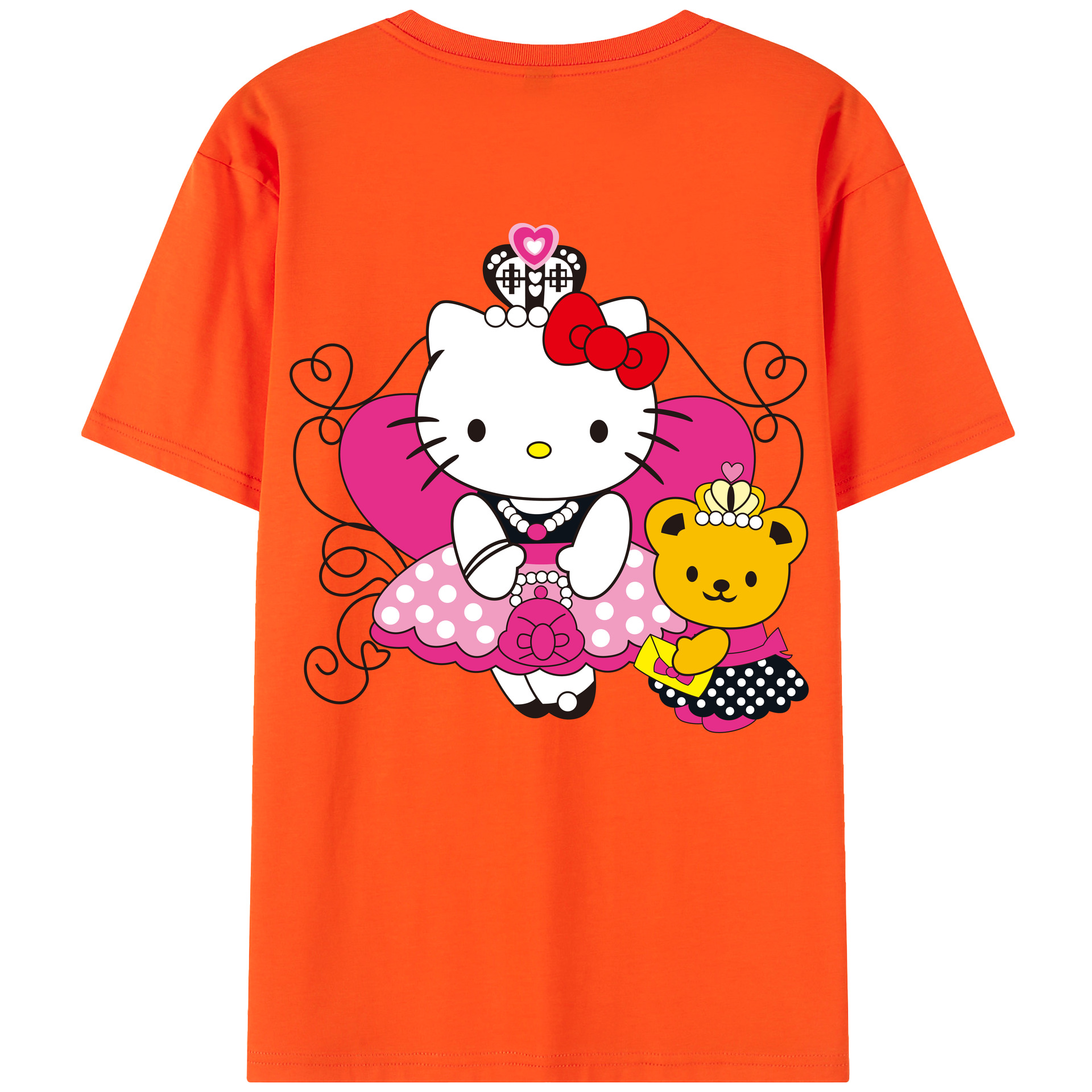 （画像用） Hello Kitty ハローキティ 綿100％半袖Tシャツ（背面プリント）