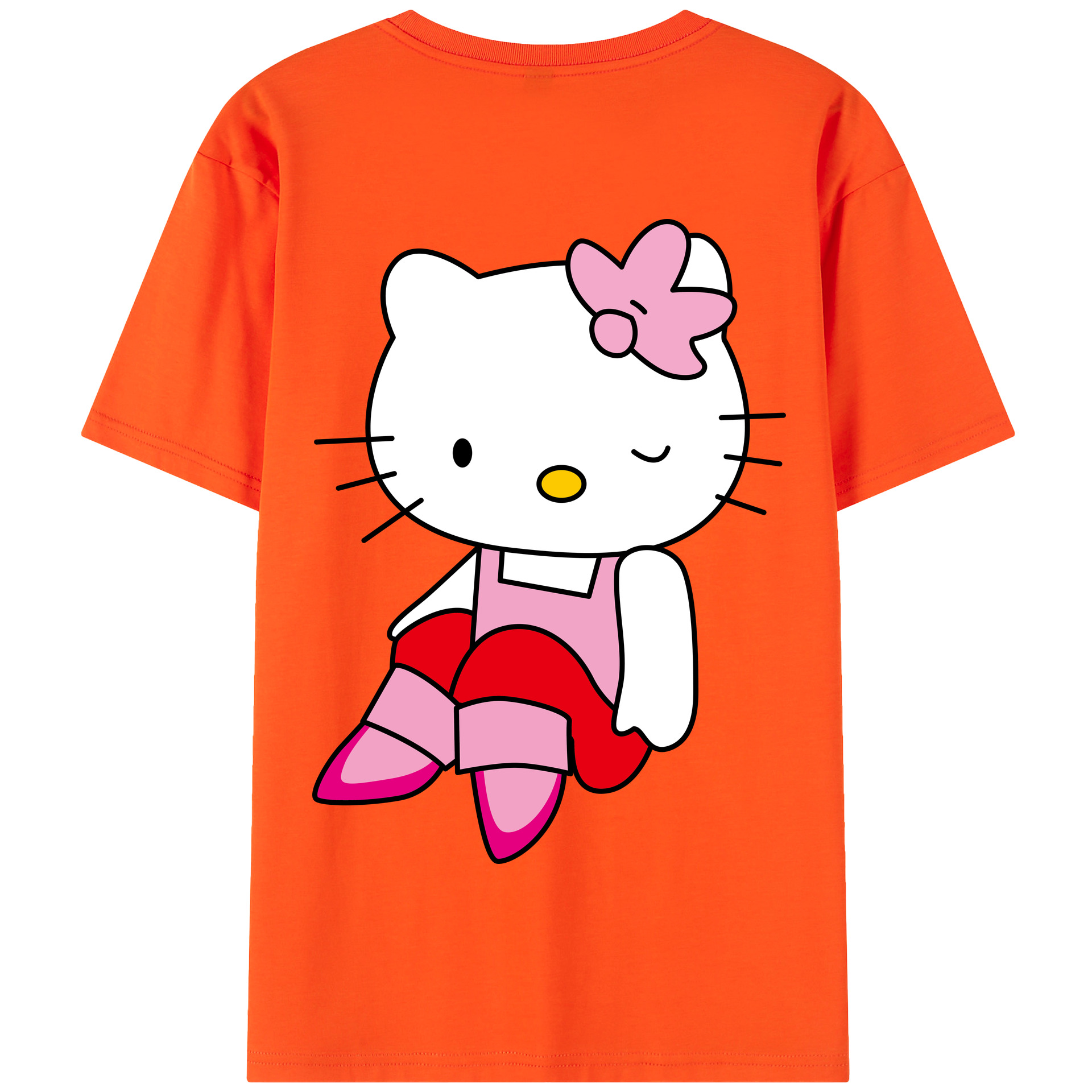 （画像用） Hello Kitty ハローキティ 綿100％半袖Tシャツ（背面プリント）