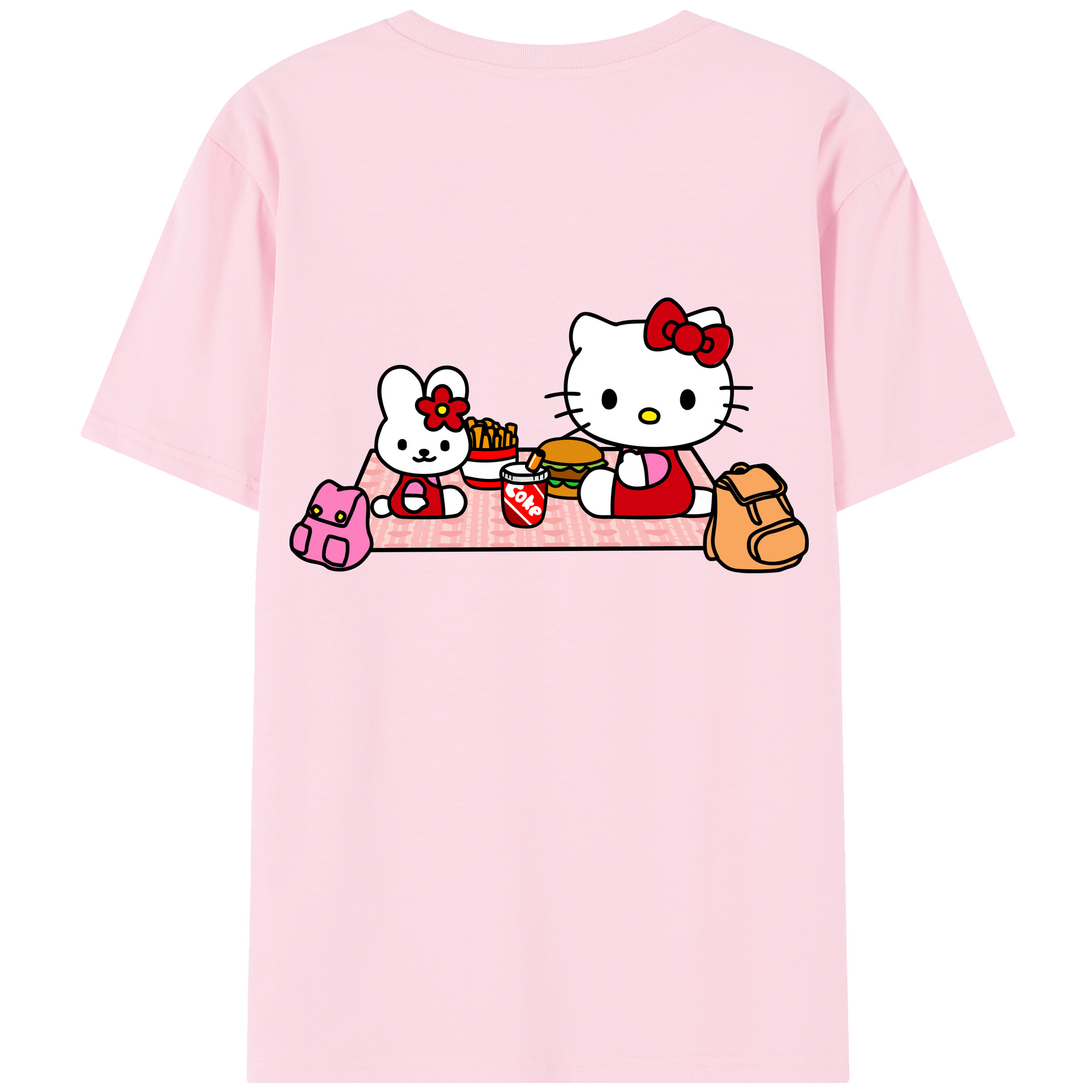（画像用） Hello Kitty ハローキティ 綿100％半袖Tシャツ（背面プリント）