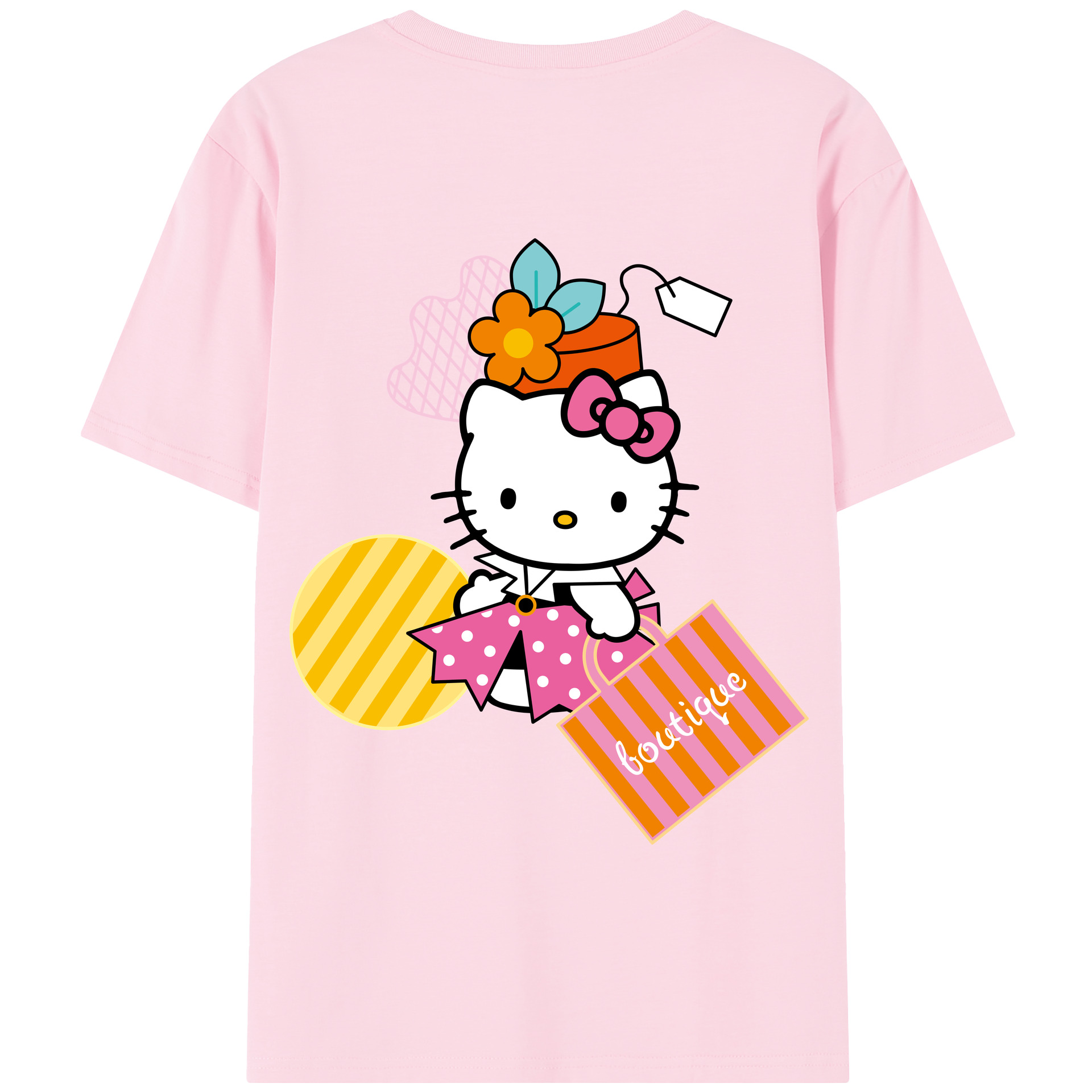 （画像用） Hello Kitty ハローキティ 綿100％半袖Tシャツ（背面プリント）