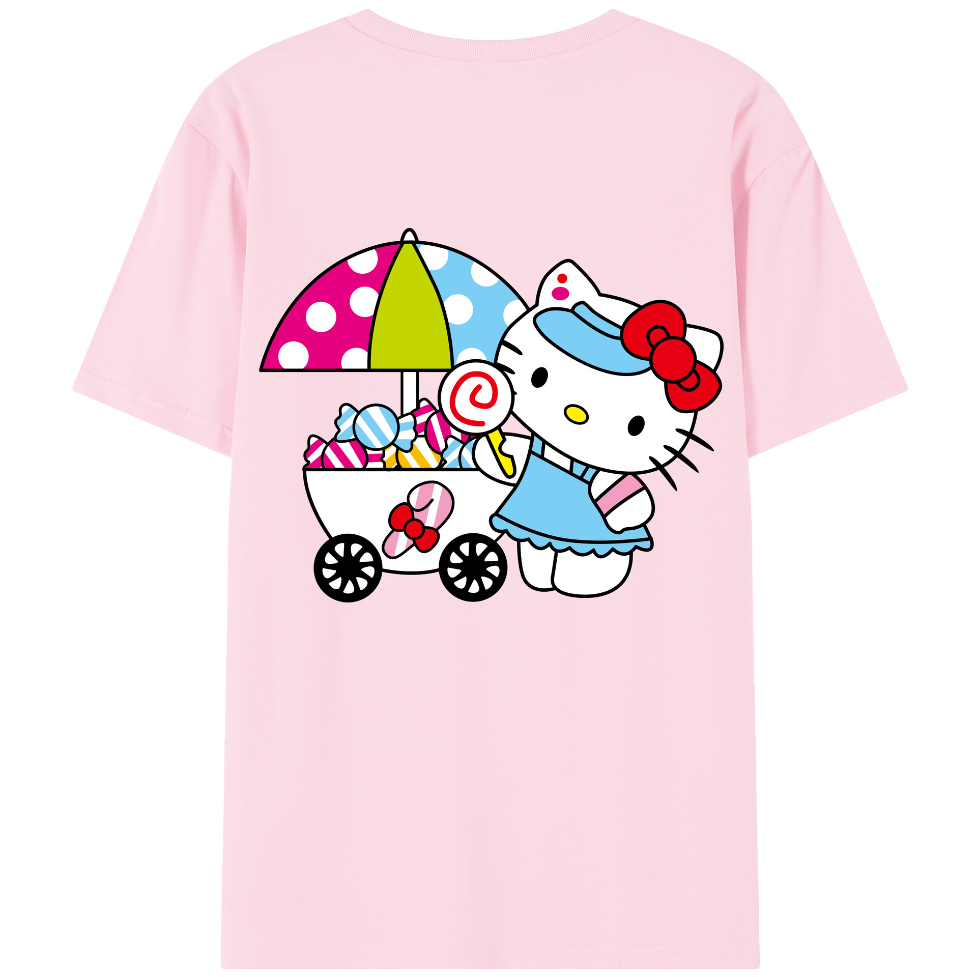 （画像用） Hello Kitty ハローキティ 綿100％半袖Tシャツ（背面プリント）