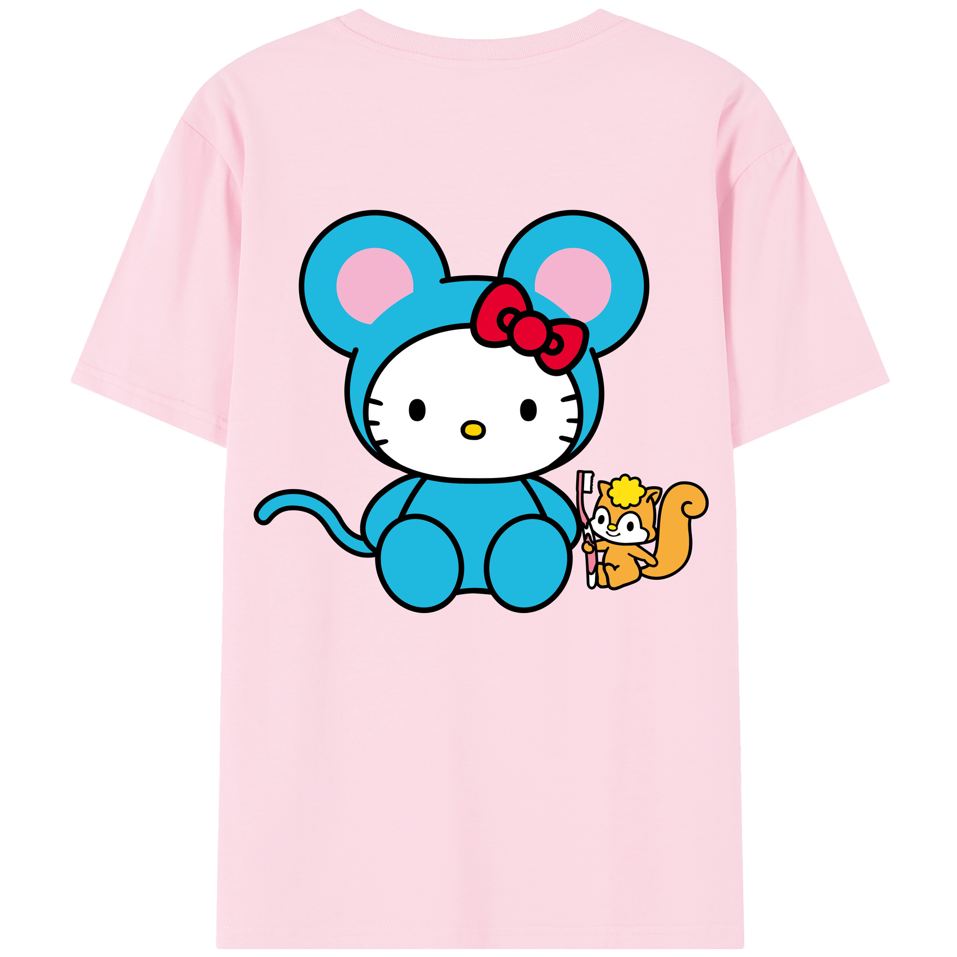 （画像用） Hello Kitty ハローキティ 綿100％半袖Tシャツ（背面プリント）