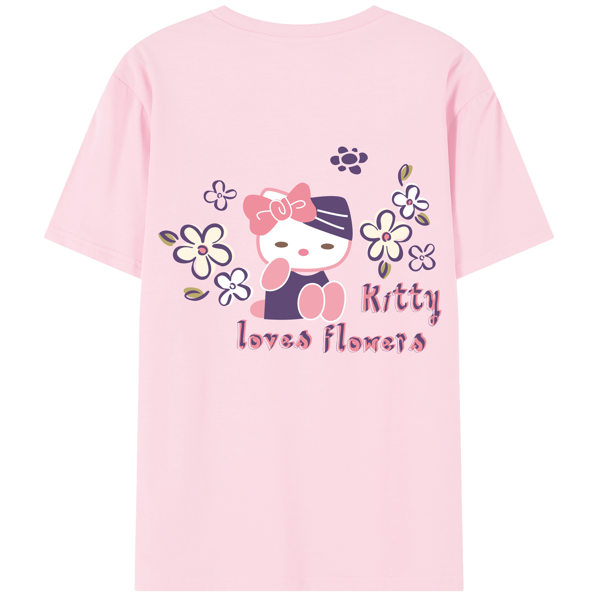 （画像用） Hello Kitty ハローキティ 綿100％半袖Tシャツ（背面プリント）