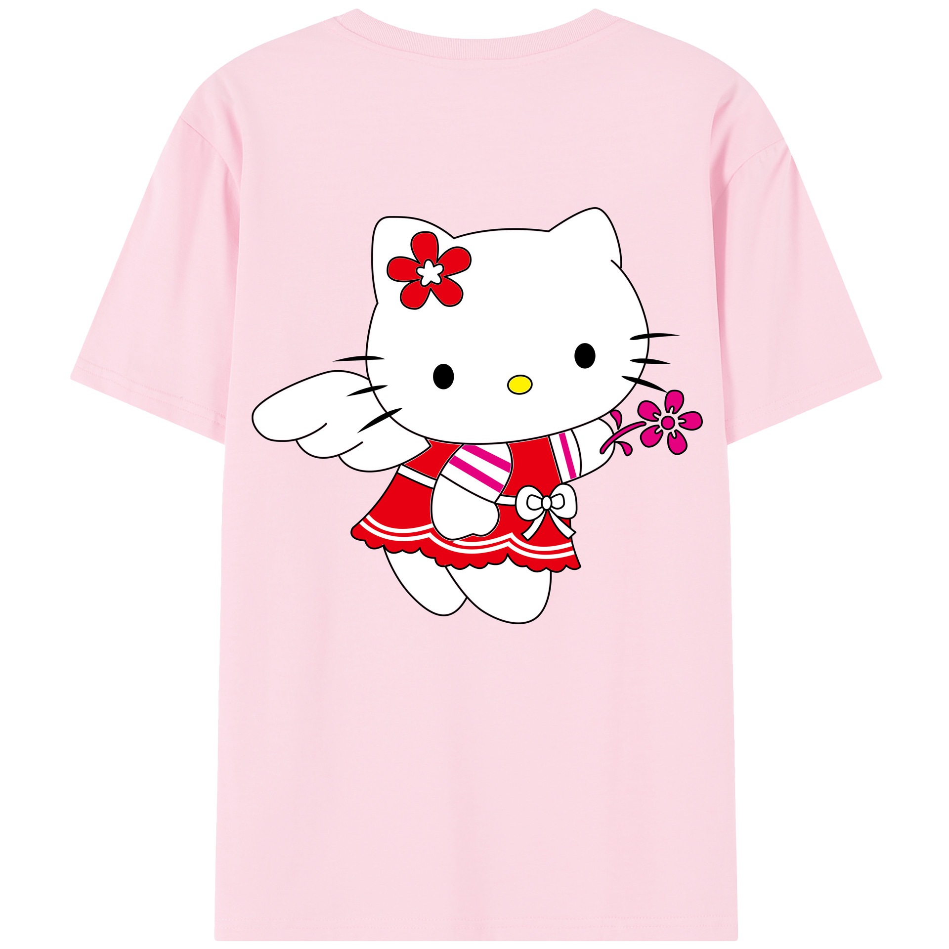 （画像用） Hello Kitty ハローキティ 綿100％半袖Tシャツ（背面プリント）