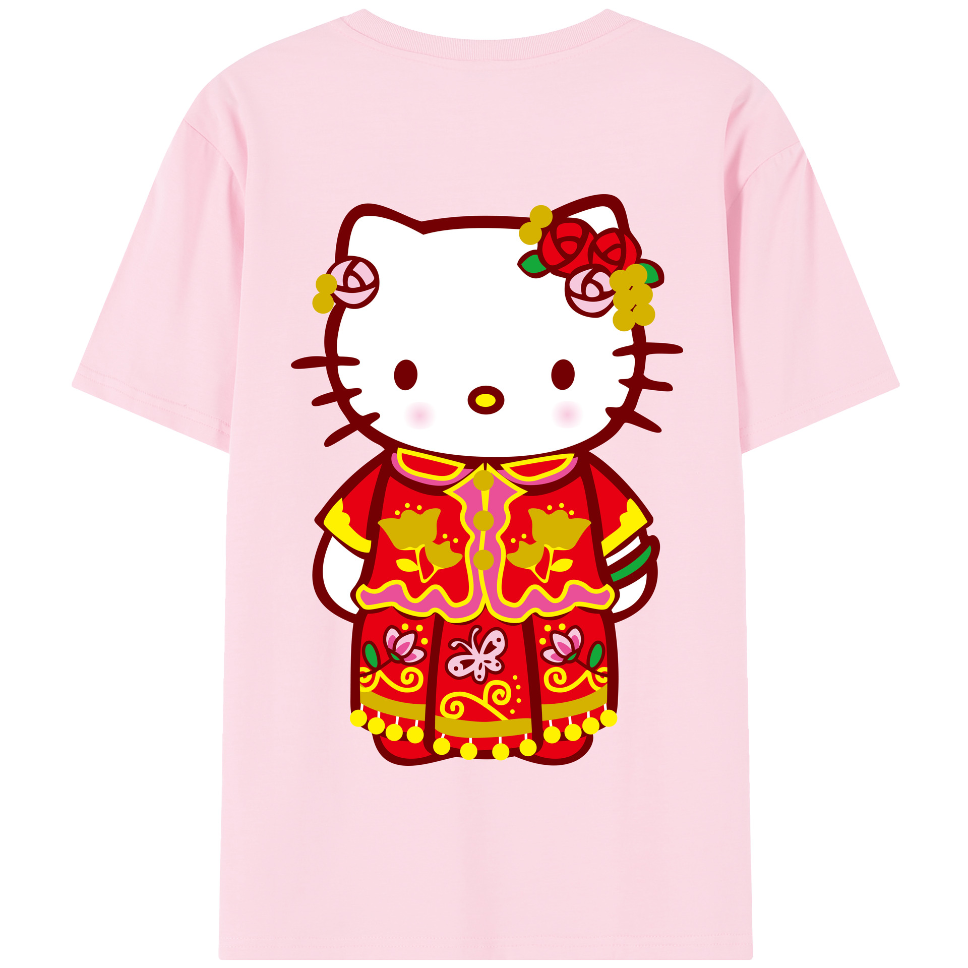 （画像用） Hello Kitty ハローキティ 綿100％半袖Tシャツ（背面プリント）