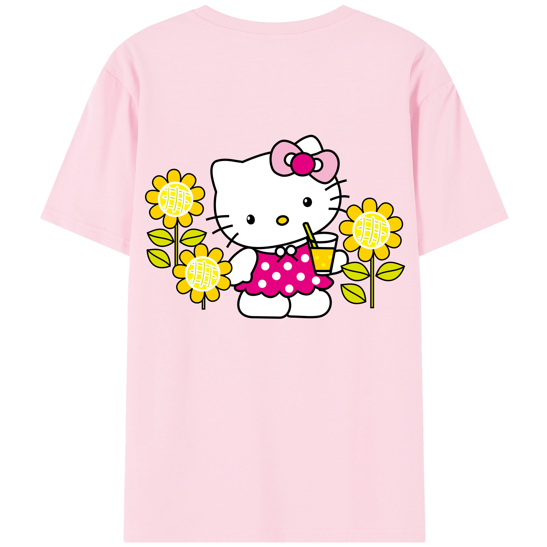 （画像用） Hello Kitty ハローキティ 綿100％半袖Tシャツ（背面プリント）