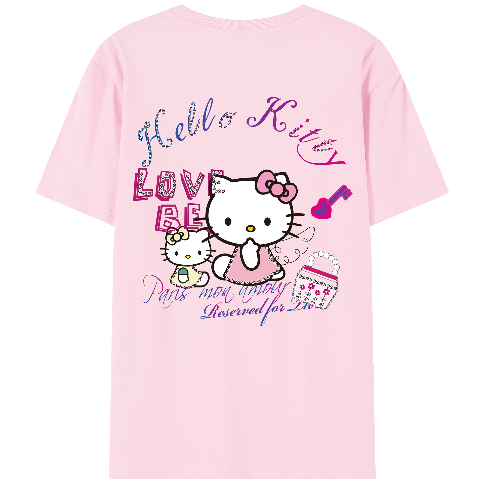 （画像用） Hello Kitty ハローキティ 綿100％半袖Tシャツ（背面プリント）