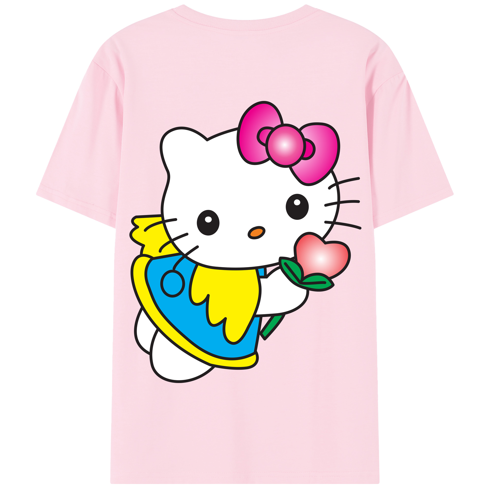 （画像用） Hello Kitty ハローキティ 綿100％半袖Tシャツ（背面プリント）