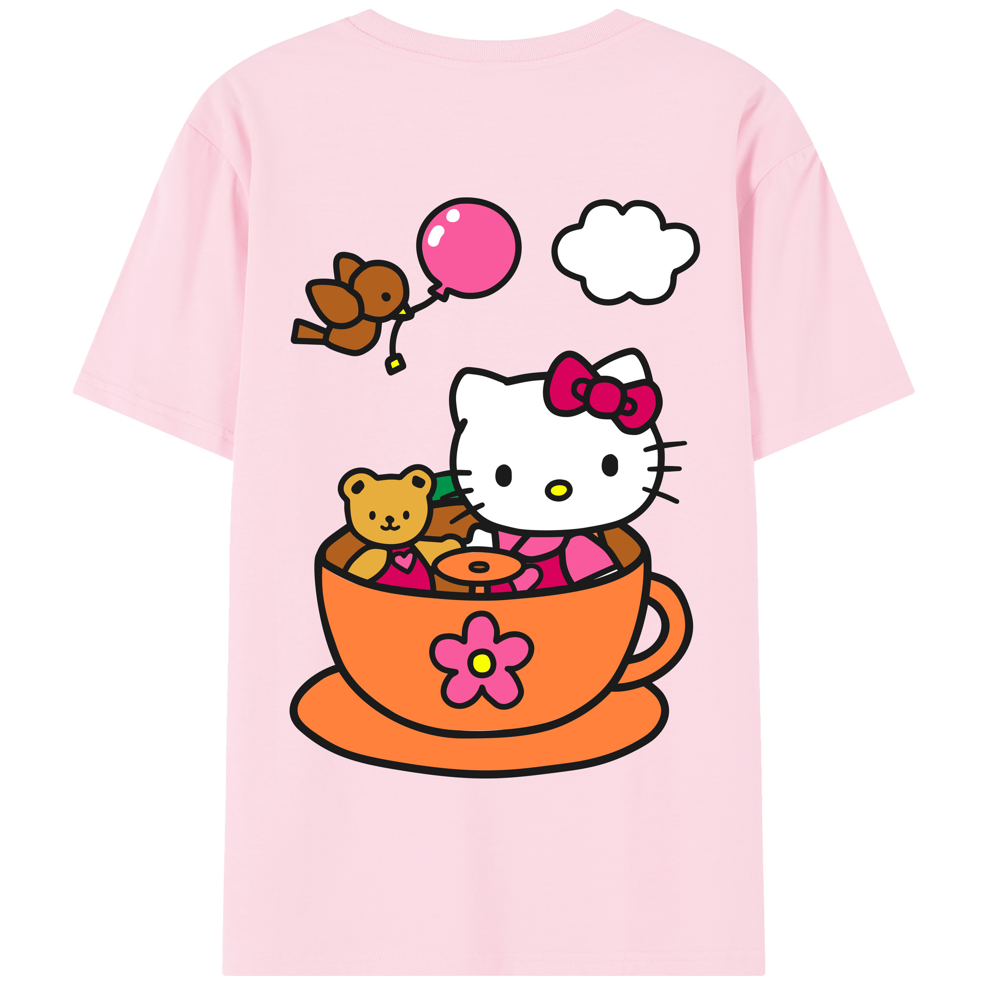 （画像用） Hello Kitty ハローキティ 綿100％半袖Tシャツ（背面プリント）