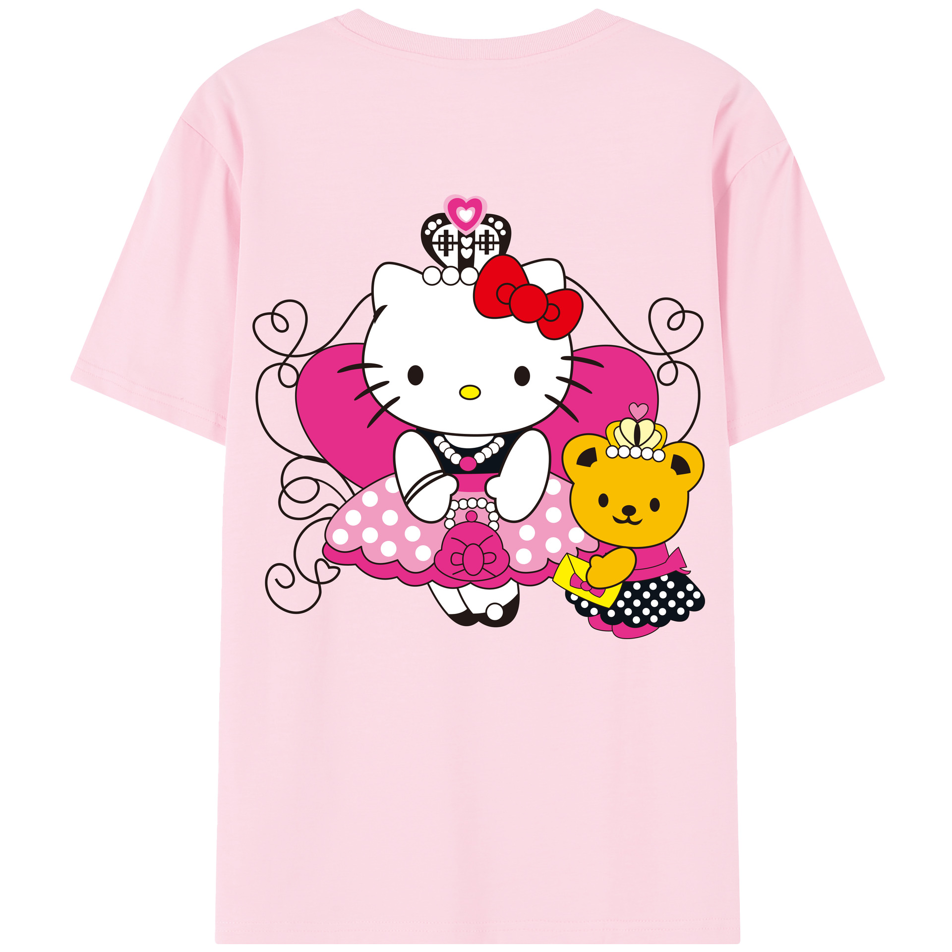 （画像用） Hello Kitty ハローキティ 綿100％半袖Tシャツ（背面プリント）