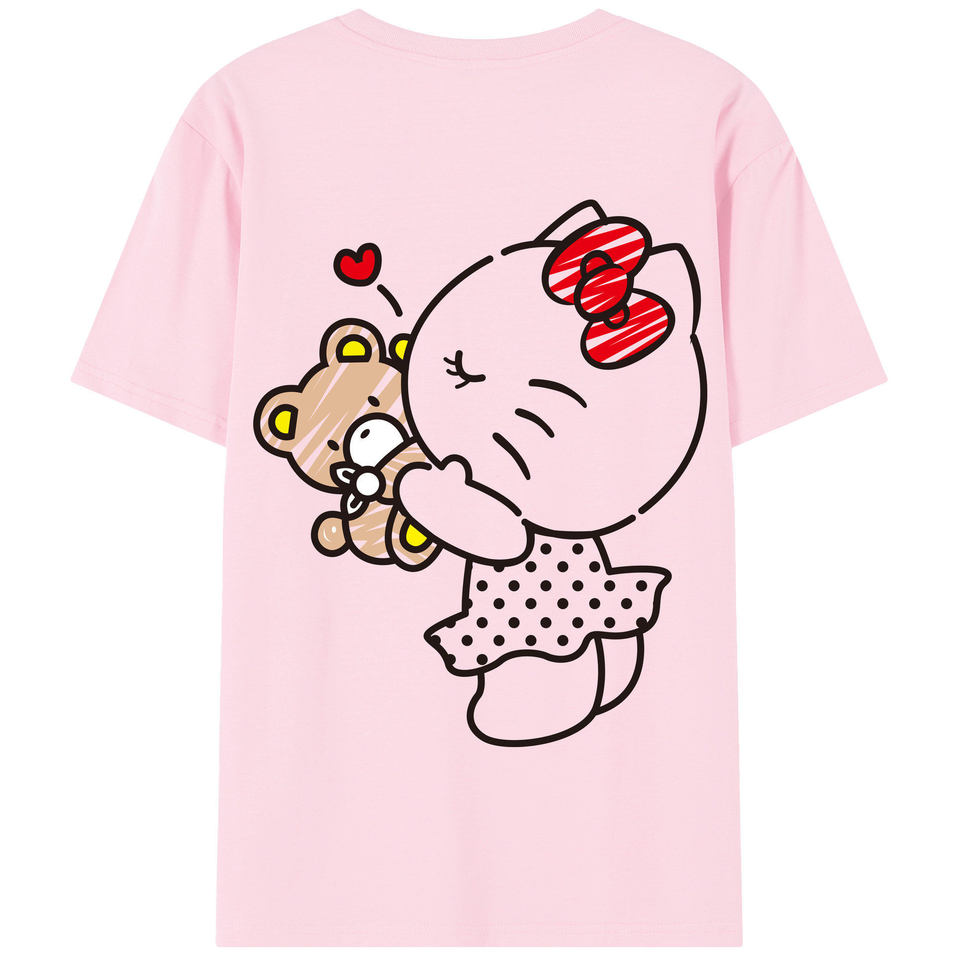 （画像用） Hello Kitty ハローキティ 綿100％半袖Tシャツ（背面プリント）