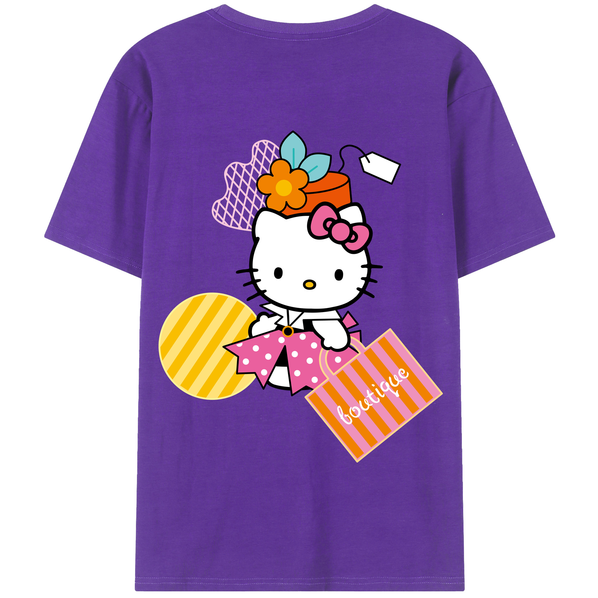 （画像用） Hello Kitty ハローキティ 綿100％半袖Tシャツ（背面プリント）
