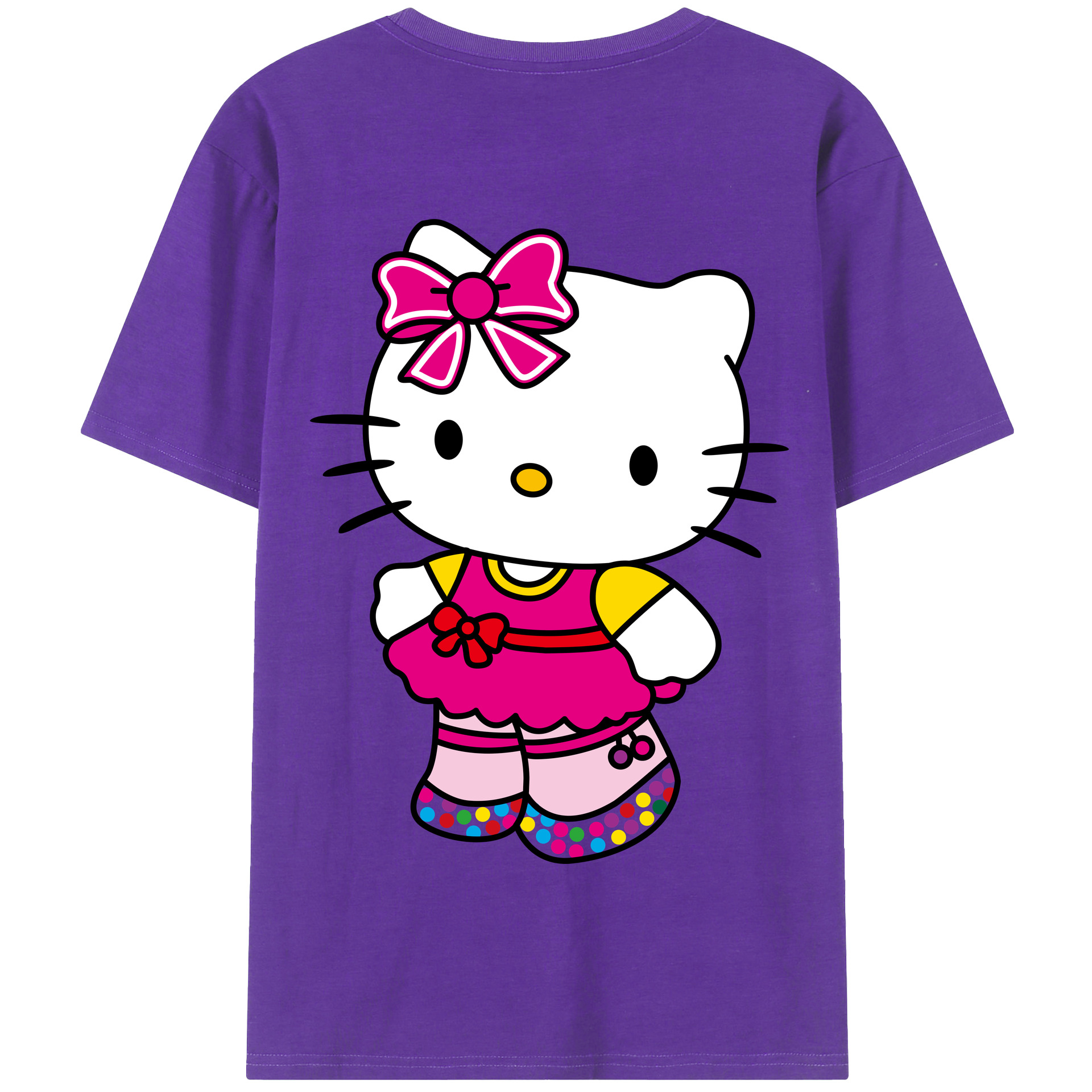 （画像用） Hello Kitty ハローキティ 綿100％半袖Tシャツ（背面プリント）