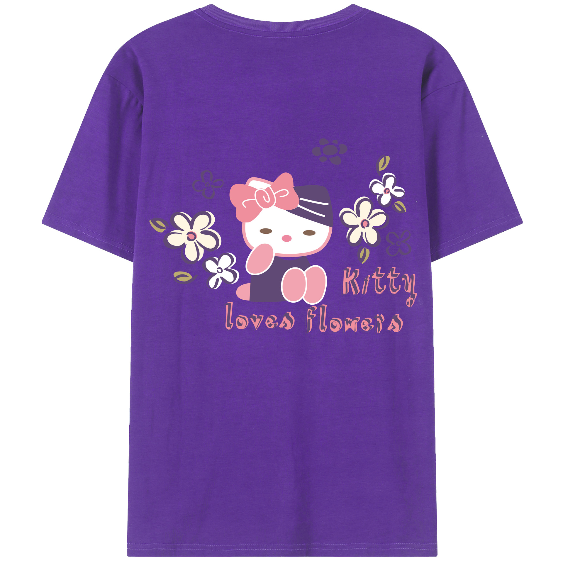（画像用） Hello Kitty ハローキティ 綿100％半袖Tシャツ（背面プリント）
