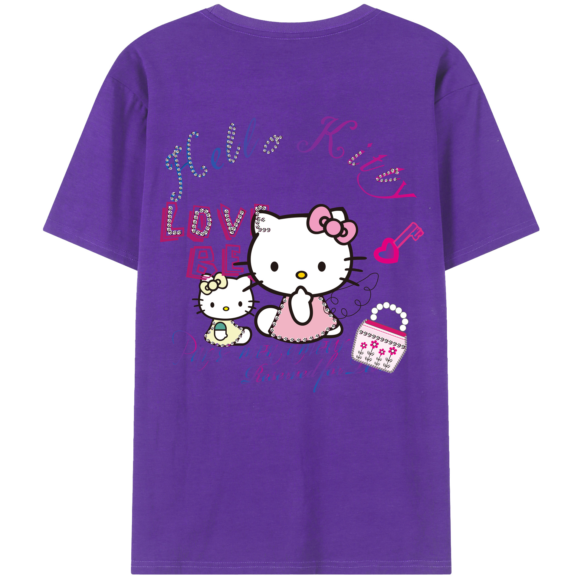 （画像用） Hello Kitty ハローキティ 綿100％半袖Tシャツ（背面プリント）