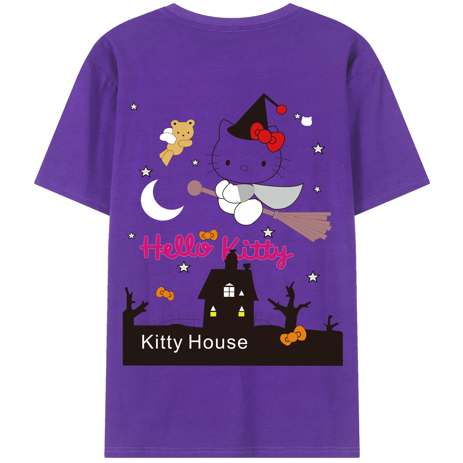 （画像用） Hello Kitty ハローキティ 綿100％半袖Tシャツ（背面プリント）