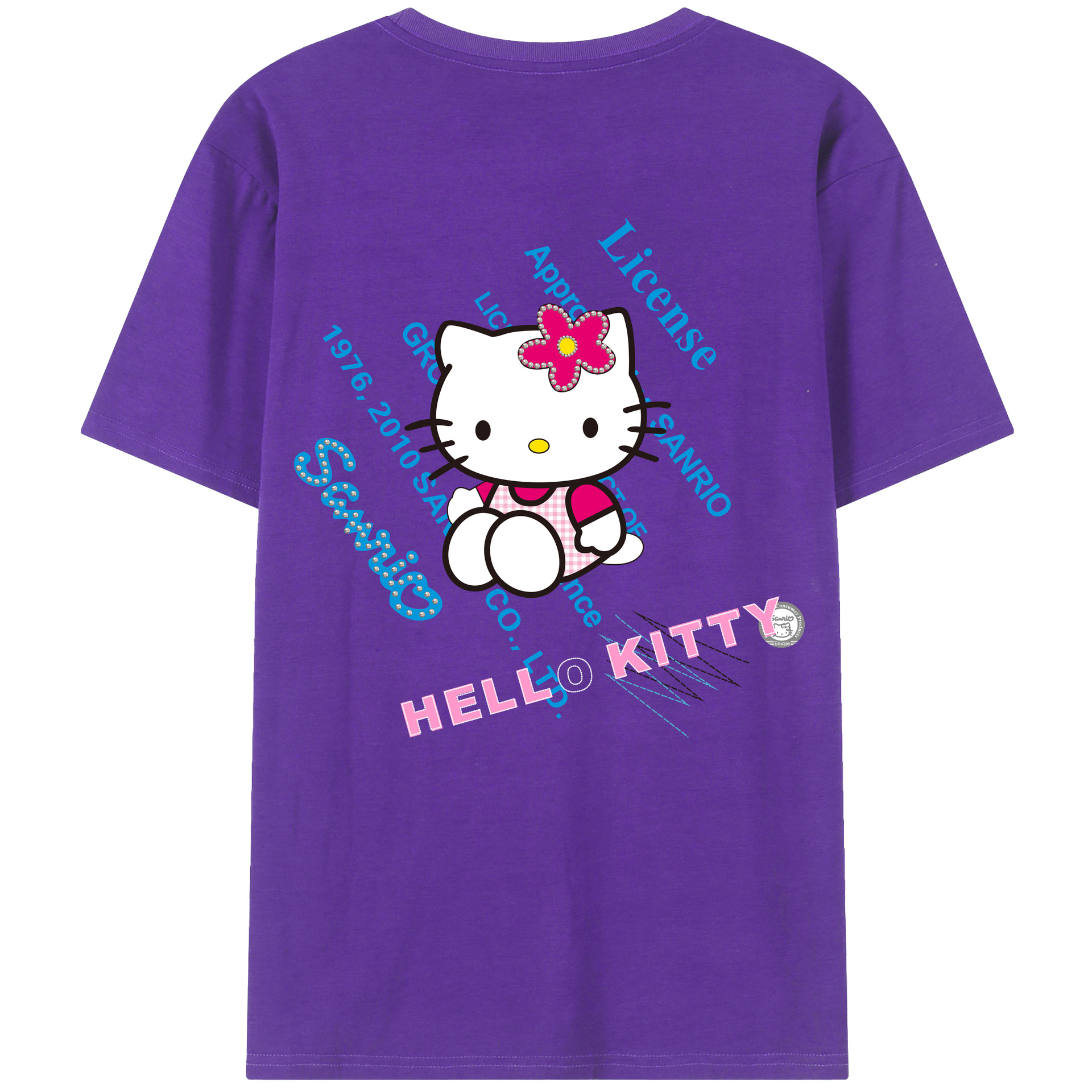 （画像用） Hello Kitty ハローキティ 綿100％半袖Tシャツ（背面プリント）