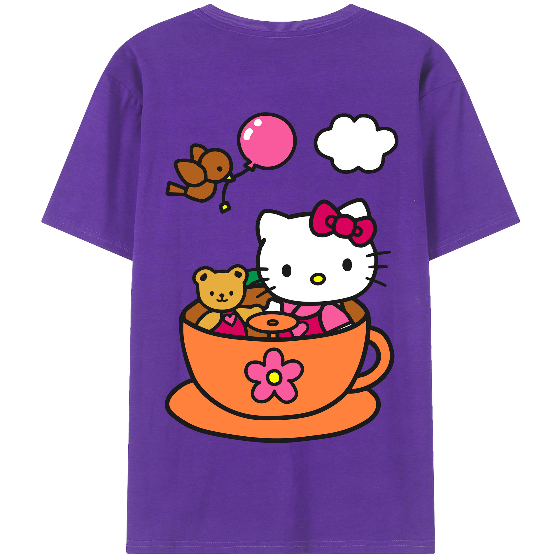 （画像用） Hello Kitty ハローキティ 綿100％半袖Tシャツ（背面プリント）