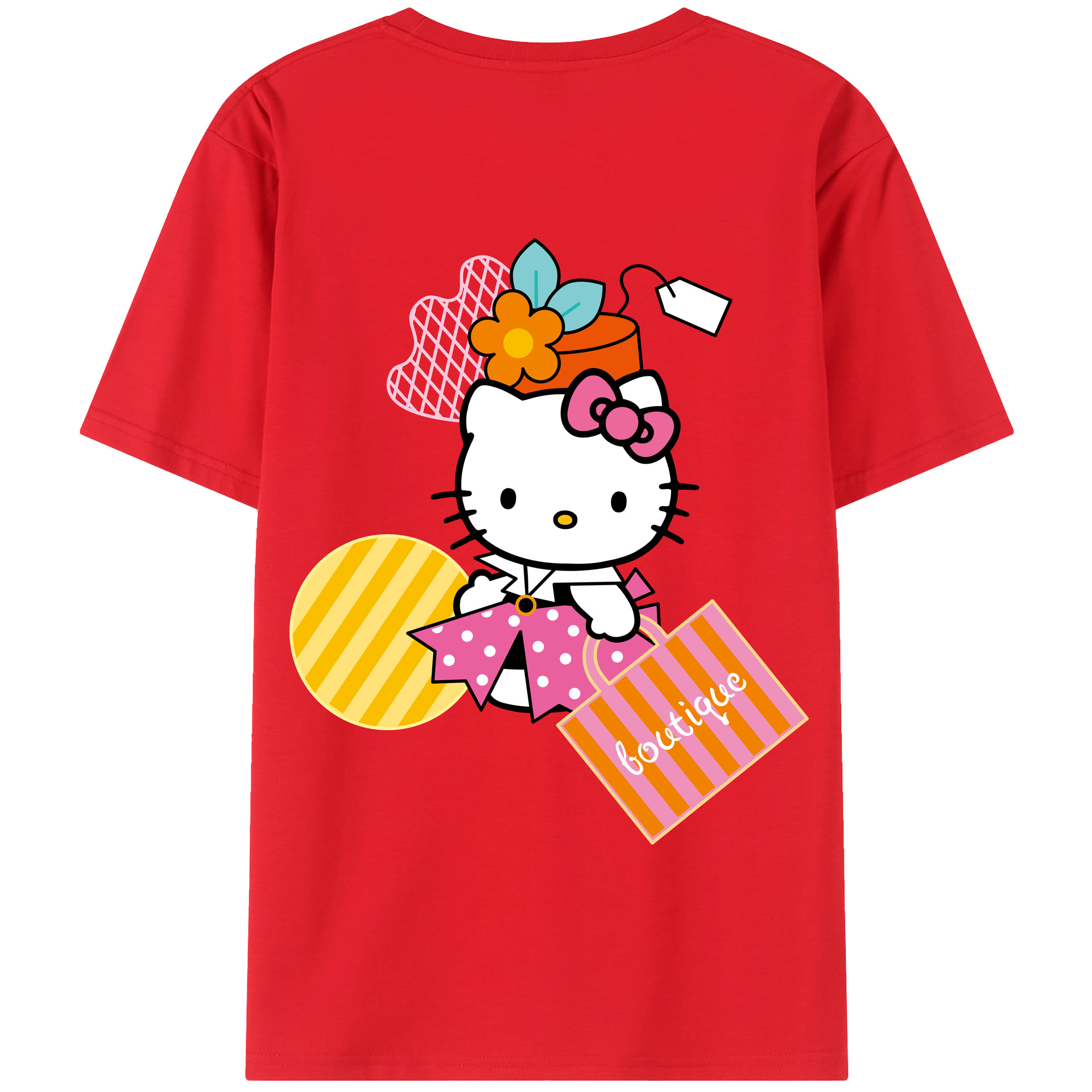 （画像用） Hello Kitty ハローキティ 綿100％半袖Tシャツ（背面プリント）