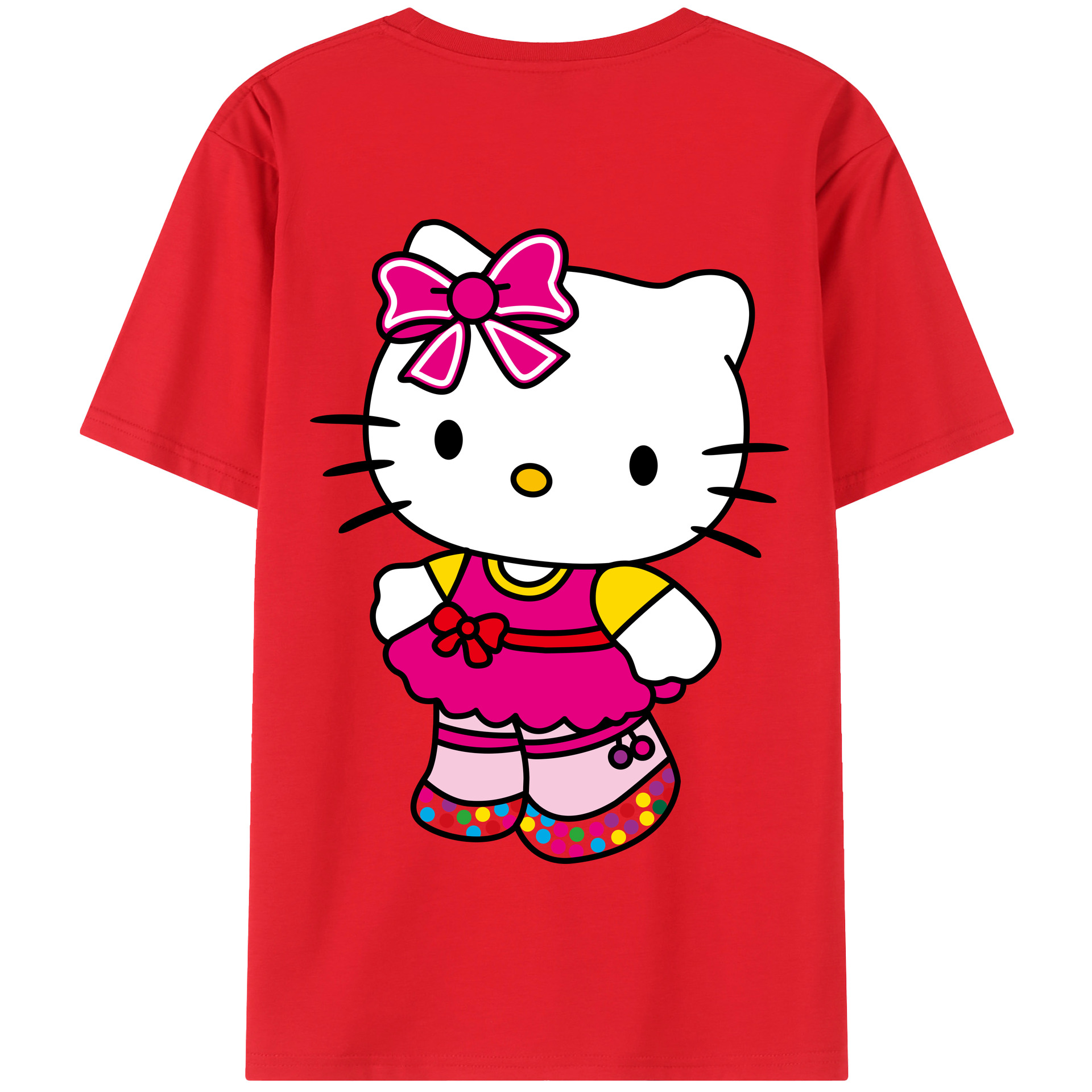 （画像用） Hello Kitty ハローキティ 綿100％半袖Tシャツ（背面プリント）