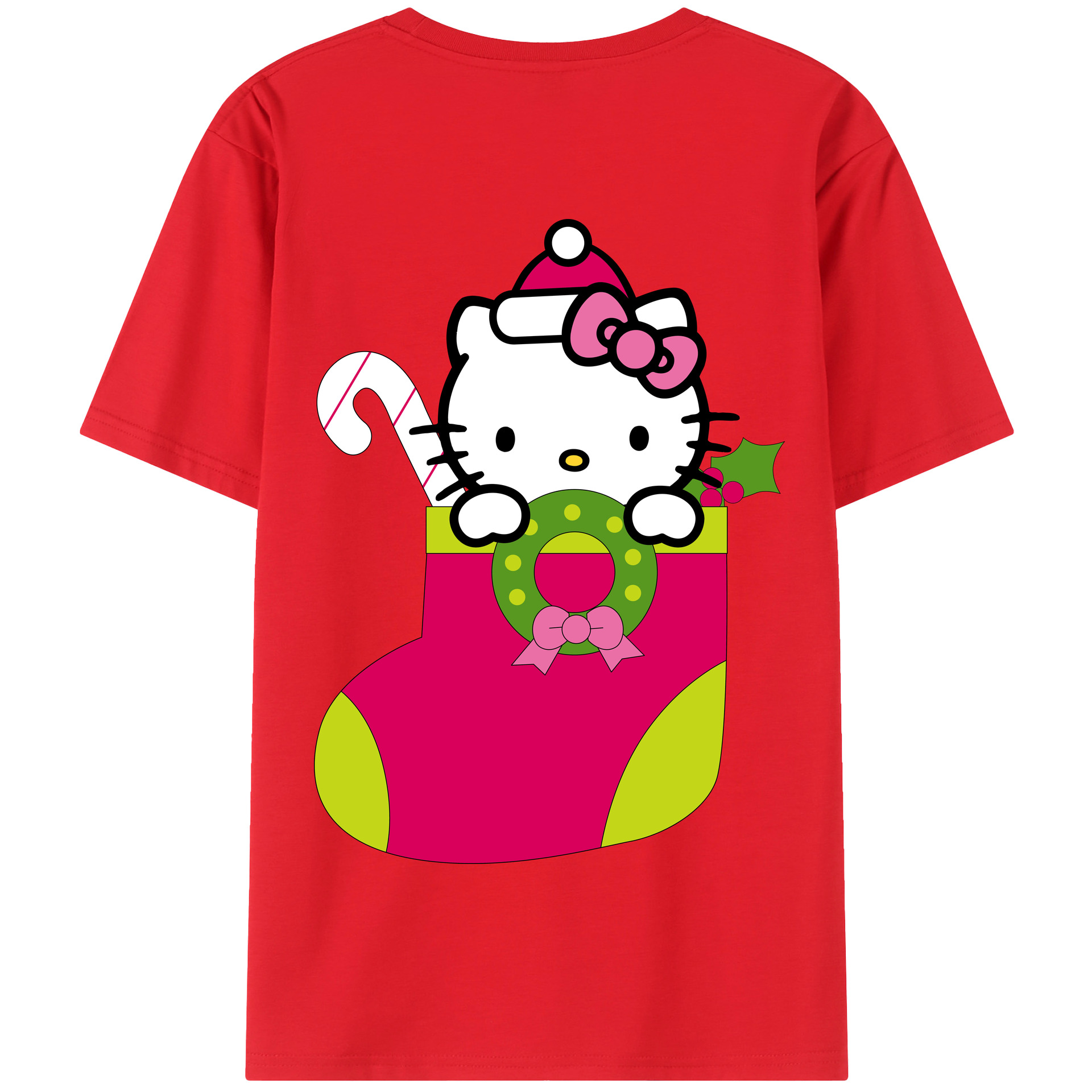 （画像用） Hello Kitty ハローキティ 綿100％半袖Tシャツ（背面プリント）