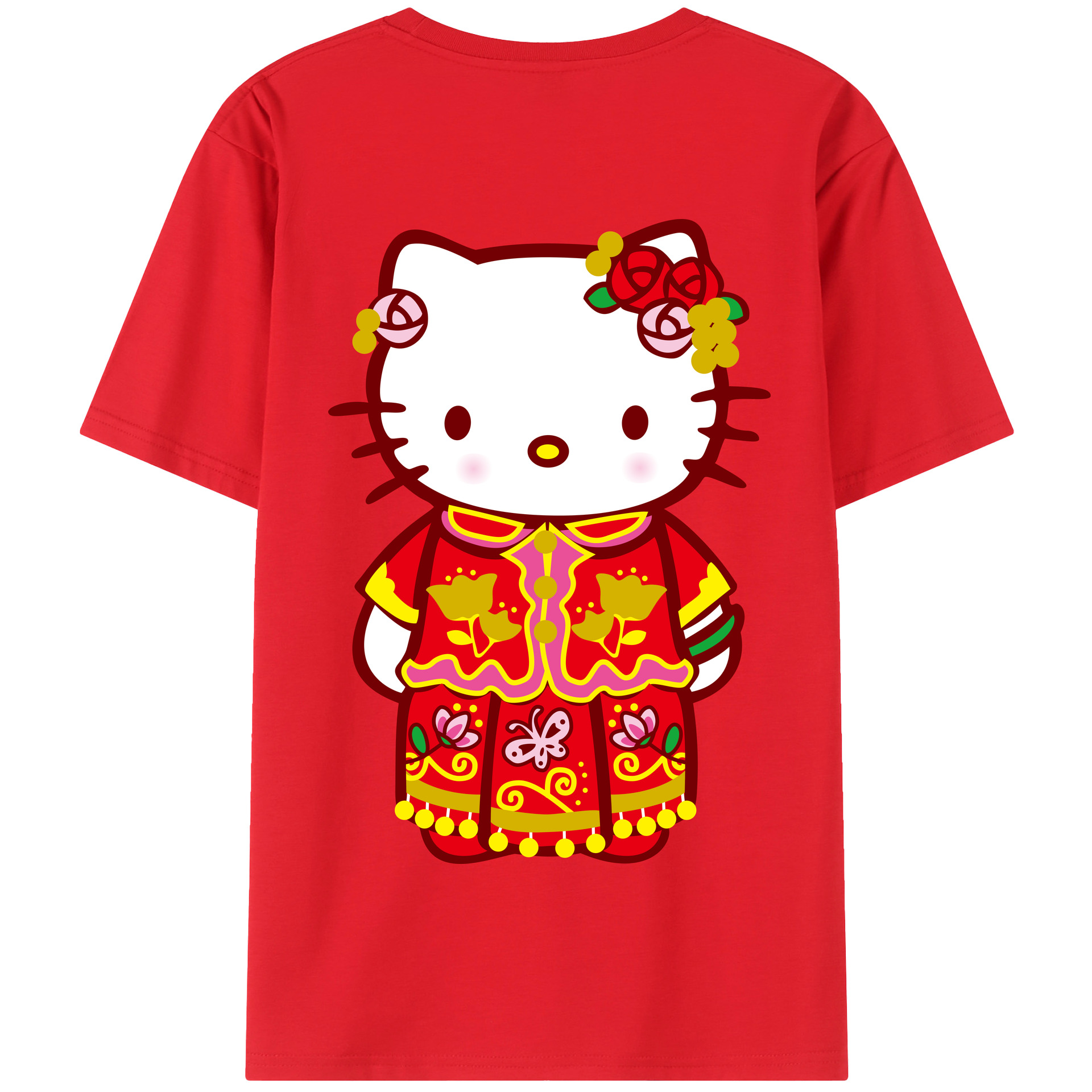 （画像用） Hello Kitty ハローキティ 綿100％半袖Tシャツ（背面プリント）