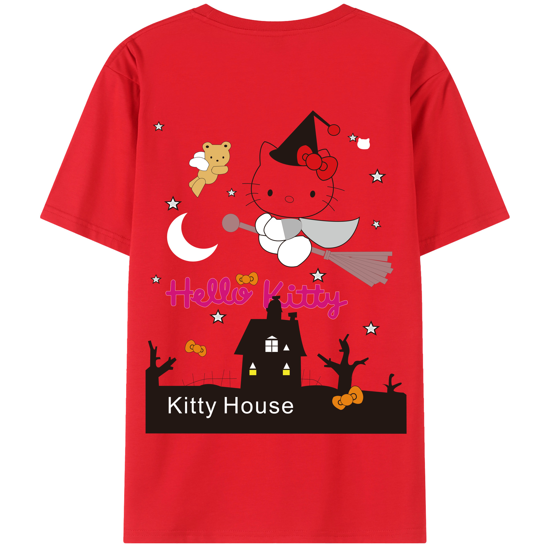 （画像用） Hello Kitty ハローキティ 綿100％半袖Tシャツ（背面プリント）