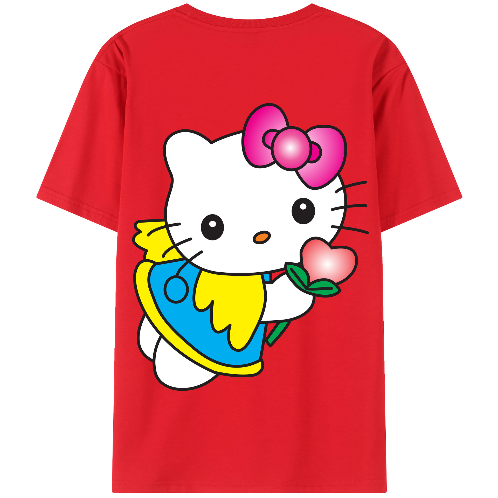 （画像用） Hello Kitty ハローキティ 綿100％半袖Tシャツ（背面プリント）