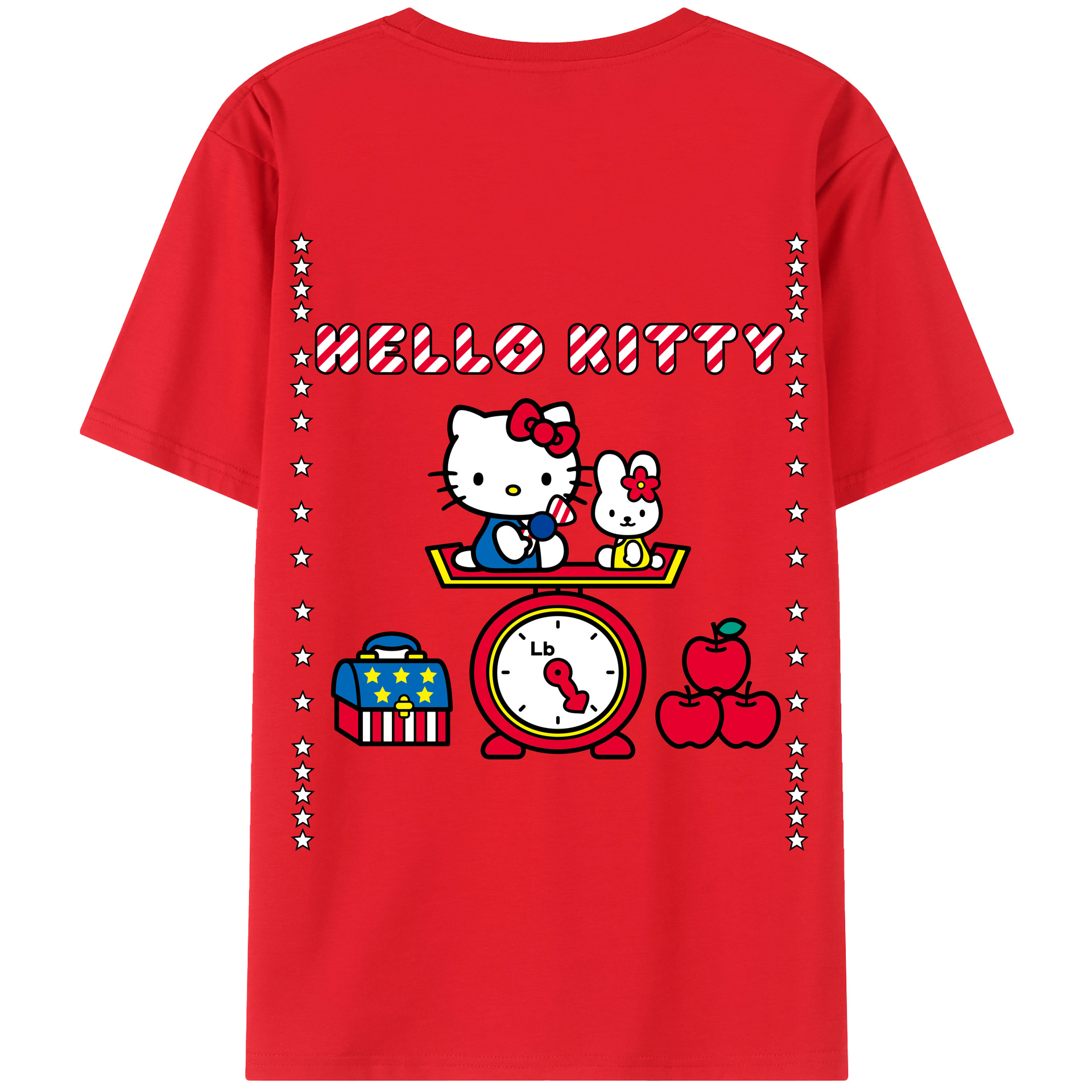 （画像用） Hello Kitty ハローキティ 綿100％半袖Tシャツ（背面プリント）